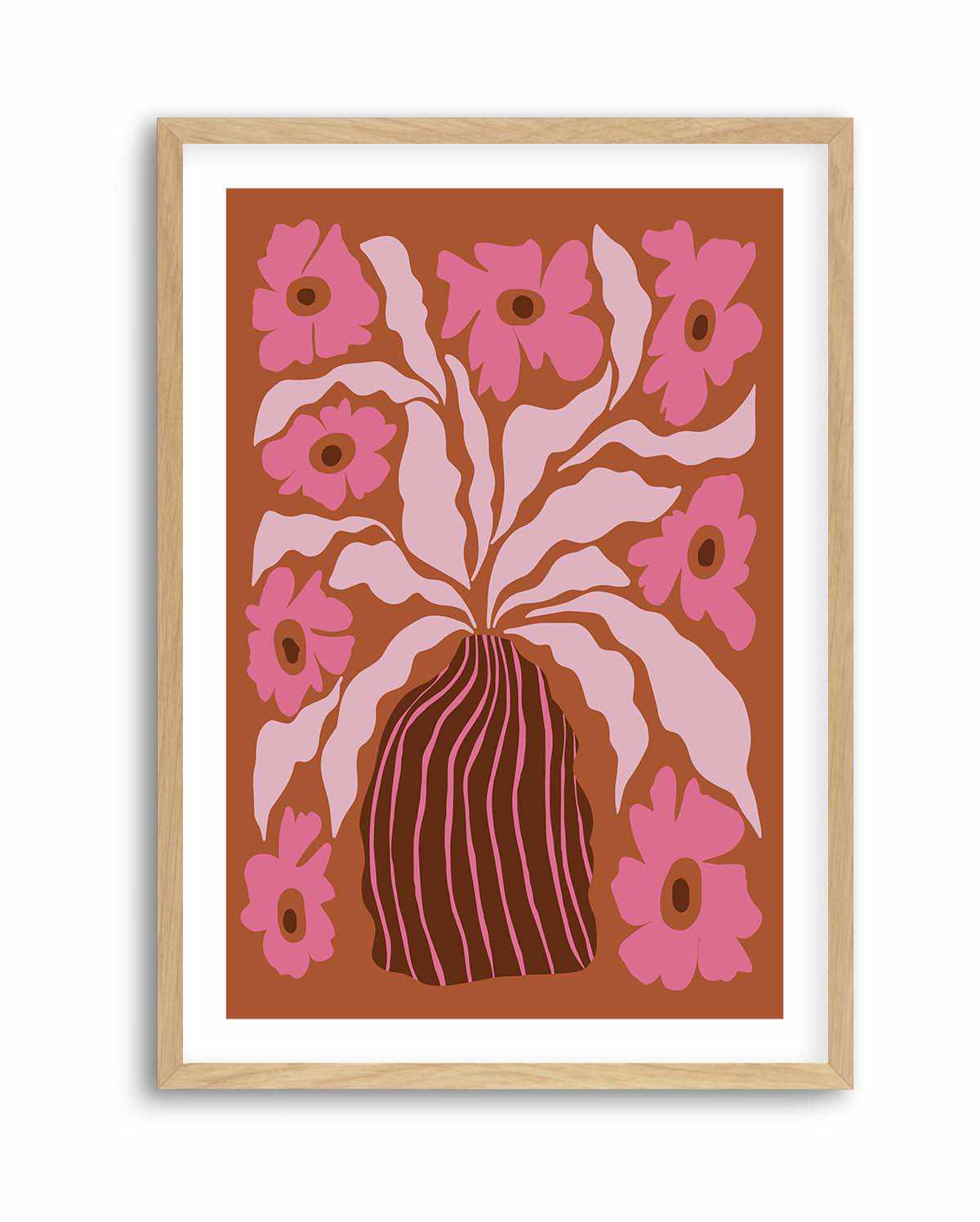 Mid Century Blooming Pot By Miho Art Studio | Art Print