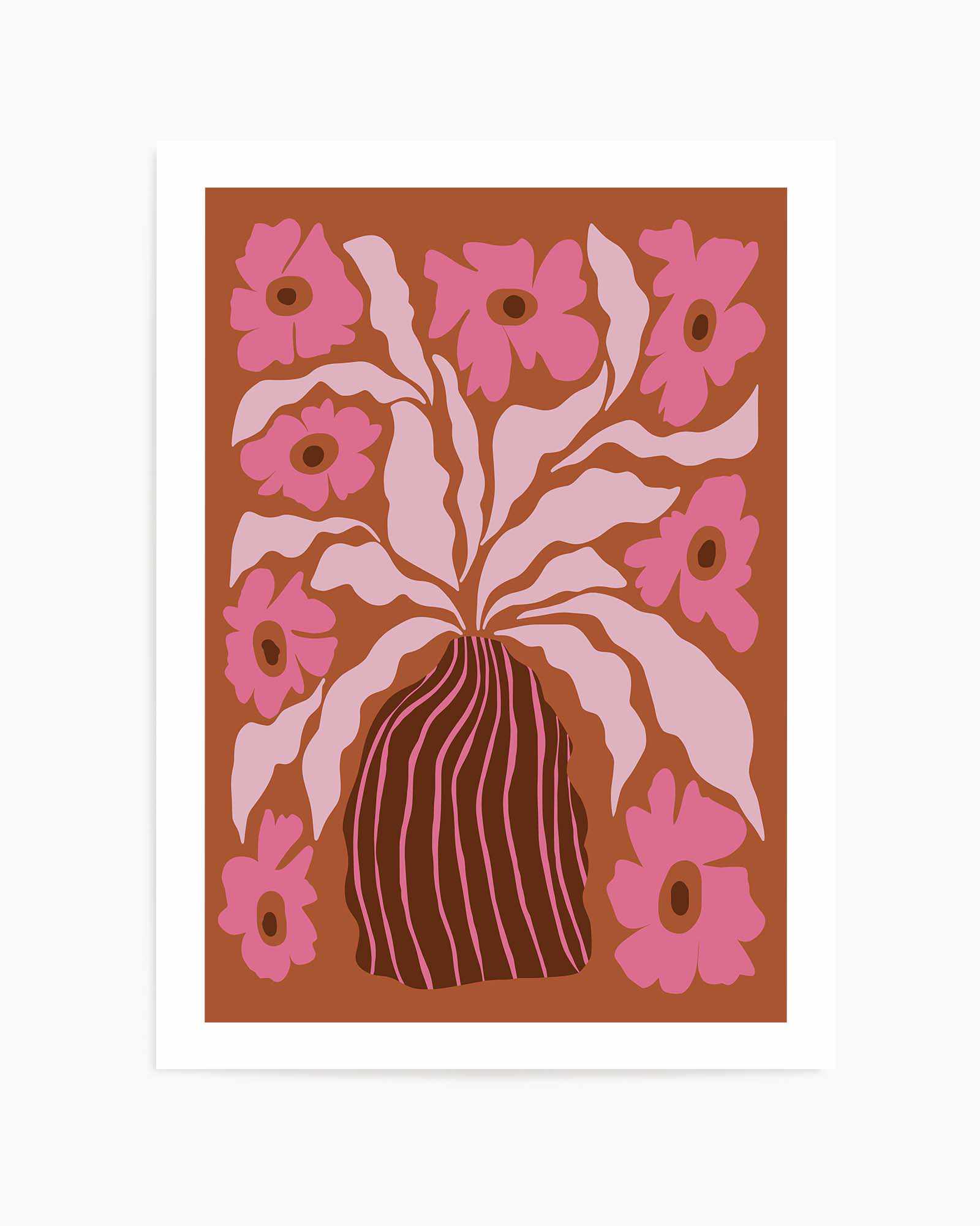 Mid Century Blooming Pot By Miho Art Studio | Art Print