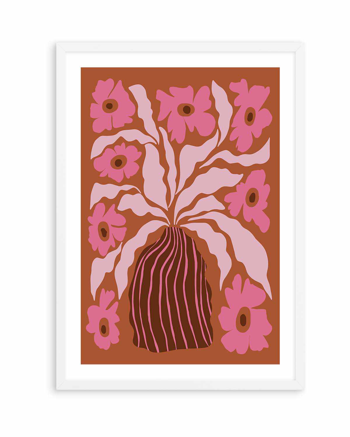 Mid Century Blooming Pot By Miho Art Studio | Art Print