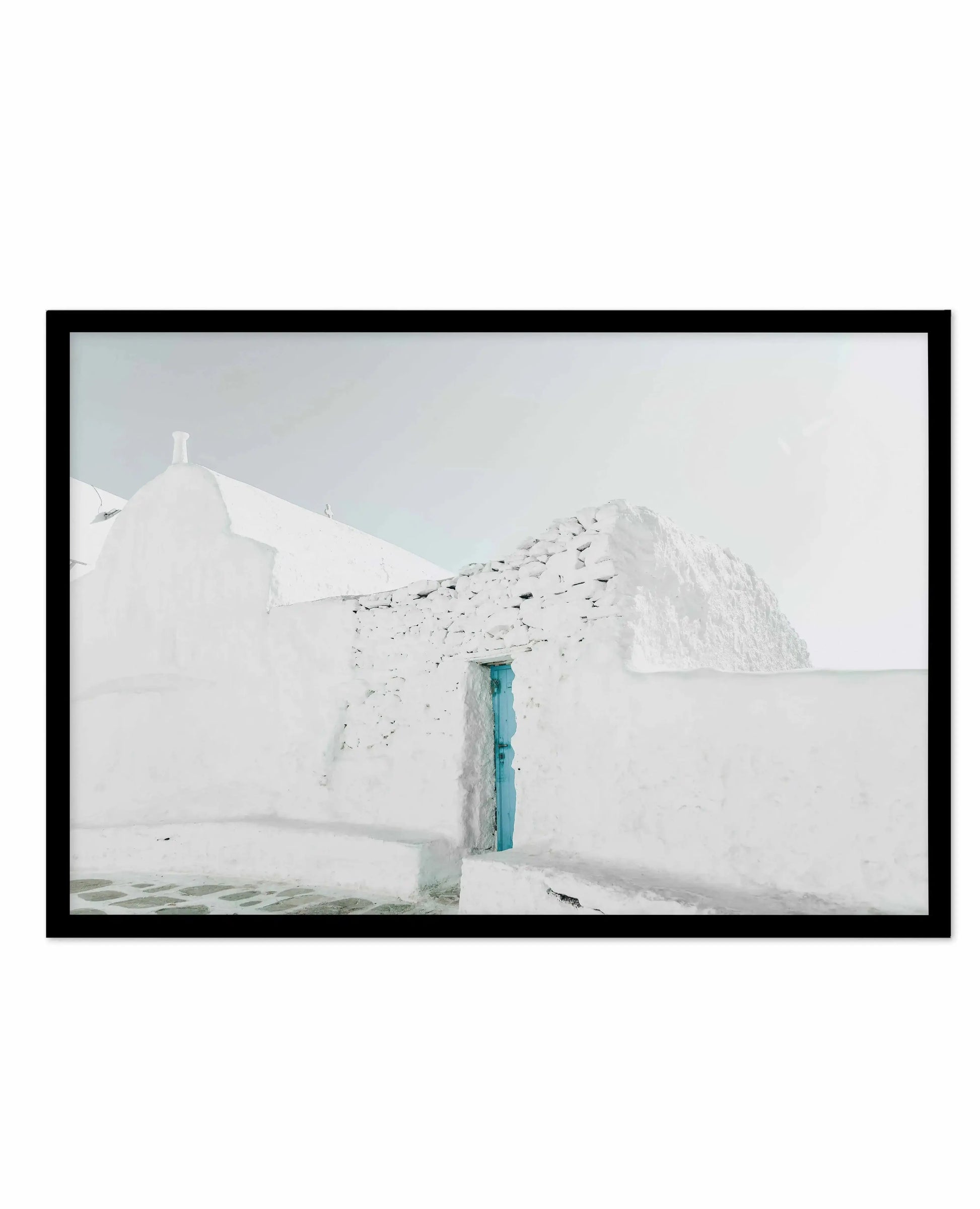 Midday In Mykonos Art Print-Shop Greece Wall Art Prints Online with Olive et Oriel - Our collection of Greek Islands art prints offer unique wall art including blue domes of Santorini in Oia, mediterranean sea prints and incredible posters from Milos and other Greece landscape photography - this collection will add mediterranean blue to your home, perfect for updating the walls in coastal, beach house style. There is Greece art on canvas and extra large wall art with fast, free shipping across A
