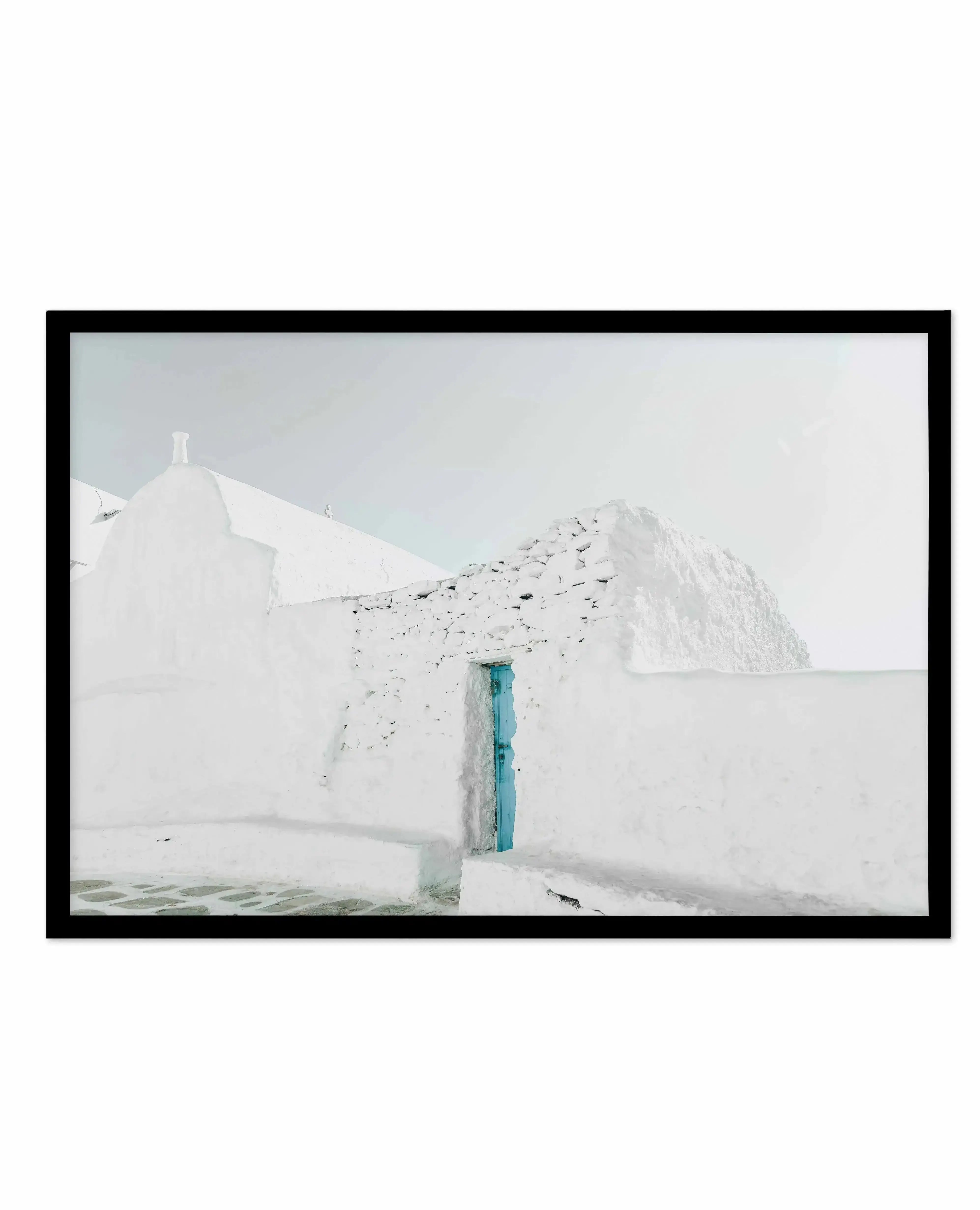 Midday In Mykonos Art Print-Shop Greece Wall Art Prints Online with Olive et Oriel - Our collection of Greek Islands art prints offer unique wall art including blue domes of Santorini in Oia, mediterranean sea prints and incredible posters from Milos and other Greece landscape photography - this collection will add mediterranean blue to your home, perfect for updating the walls in coastal, beach house style. There is Greece art on canvas and extra large wall art with fast, free shipping across A