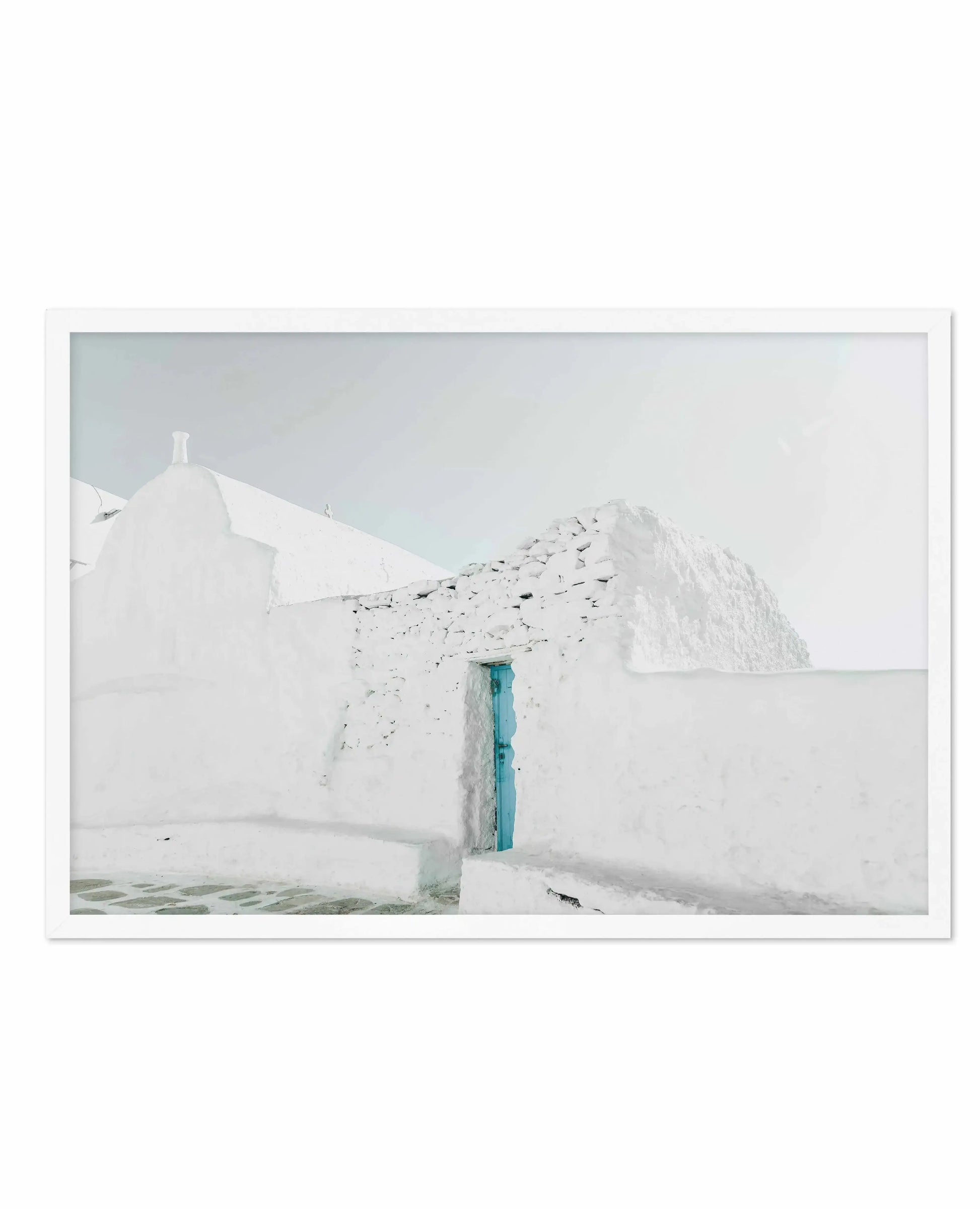Midday In Mykonos Art Print-Shop Greece Wall Art Prints Online with Olive et Oriel - Our collection of Greek Islands art prints offer unique wall art including blue domes of Santorini in Oia, mediterranean sea prints and incredible posters from Milos and other Greece landscape photography - this collection will add mediterranean blue to your home, perfect for updating the walls in coastal, beach house style. There is Greece art on canvas and extra large wall art with fast, free shipping across A