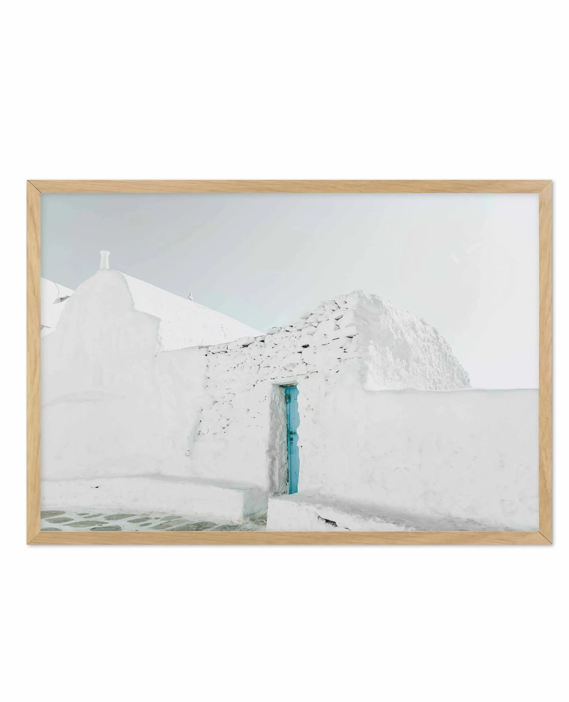 Midday In Mykonos Art Print-Shop Greece Wall Art Prints Online with Olive et Oriel - Our collection of Greek Islands art prints offer unique wall art including blue domes of Santorini in Oia, mediterranean sea prints and incredible posters from Milos and other Greece landscape photography - this collection will add mediterranean blue to your home, perfect for updating the walls in coastal, beach house style. There is Greece art on canvas and extra large wall art with fast, free shipping across A