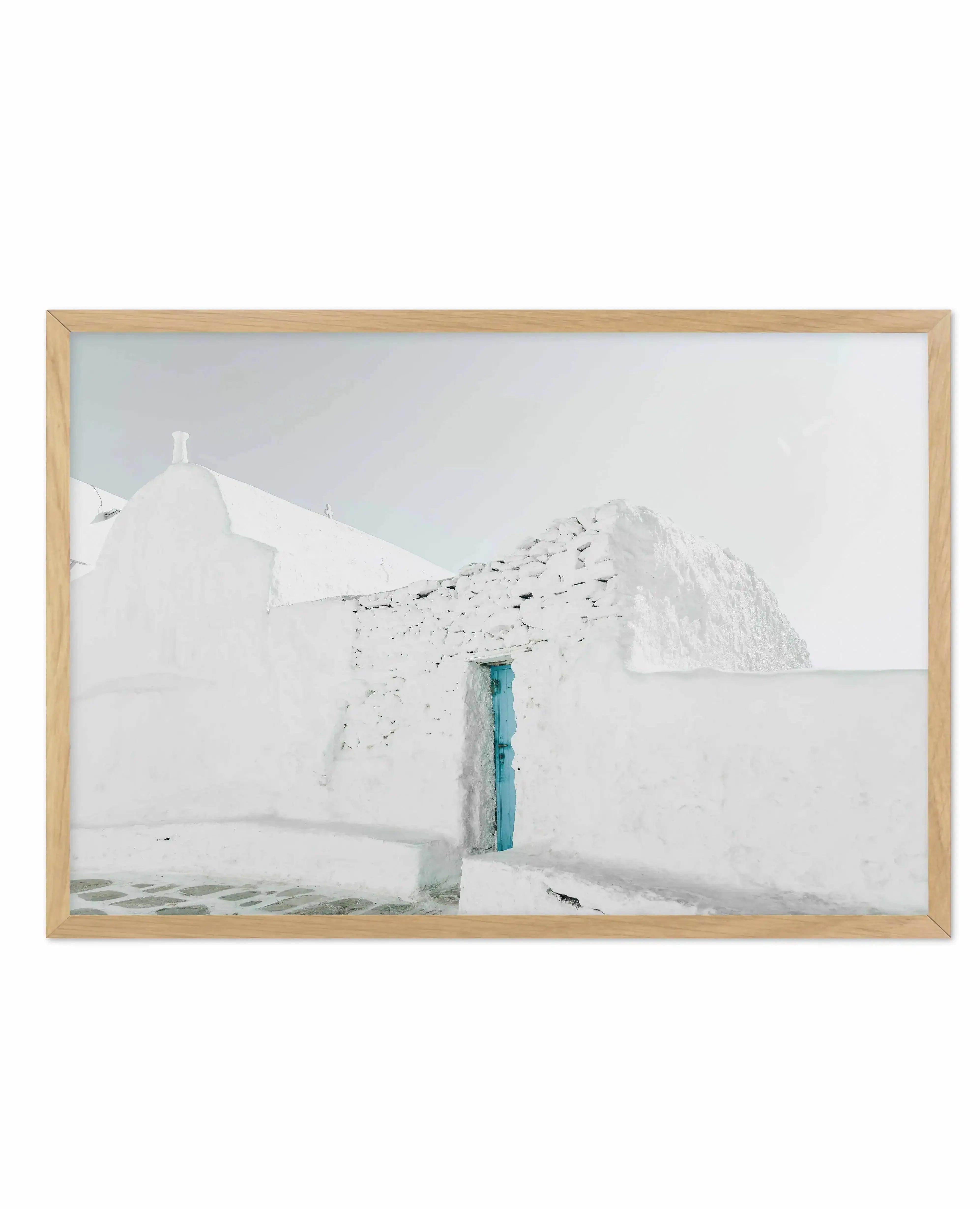 Midday In Mykonos Art Print-Shop Greece Wall Art Prints Online with Olive et Oriel - Our collection of Greek Islands art prints offer unique wall art including blue domes of Santorini in Oia, mediterranean sea prints and incredible posters from Milos and other Greece landscape photography - this collection will add mediterranean blue to your home, perfect for updating the walls in coastal, beach house style. There is Greece art on canvas and extra large wall art with fast, free shipping across A