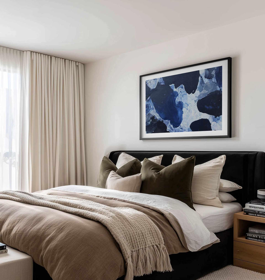 Midnight Current I | Art Print abstract art print oak frame with white border