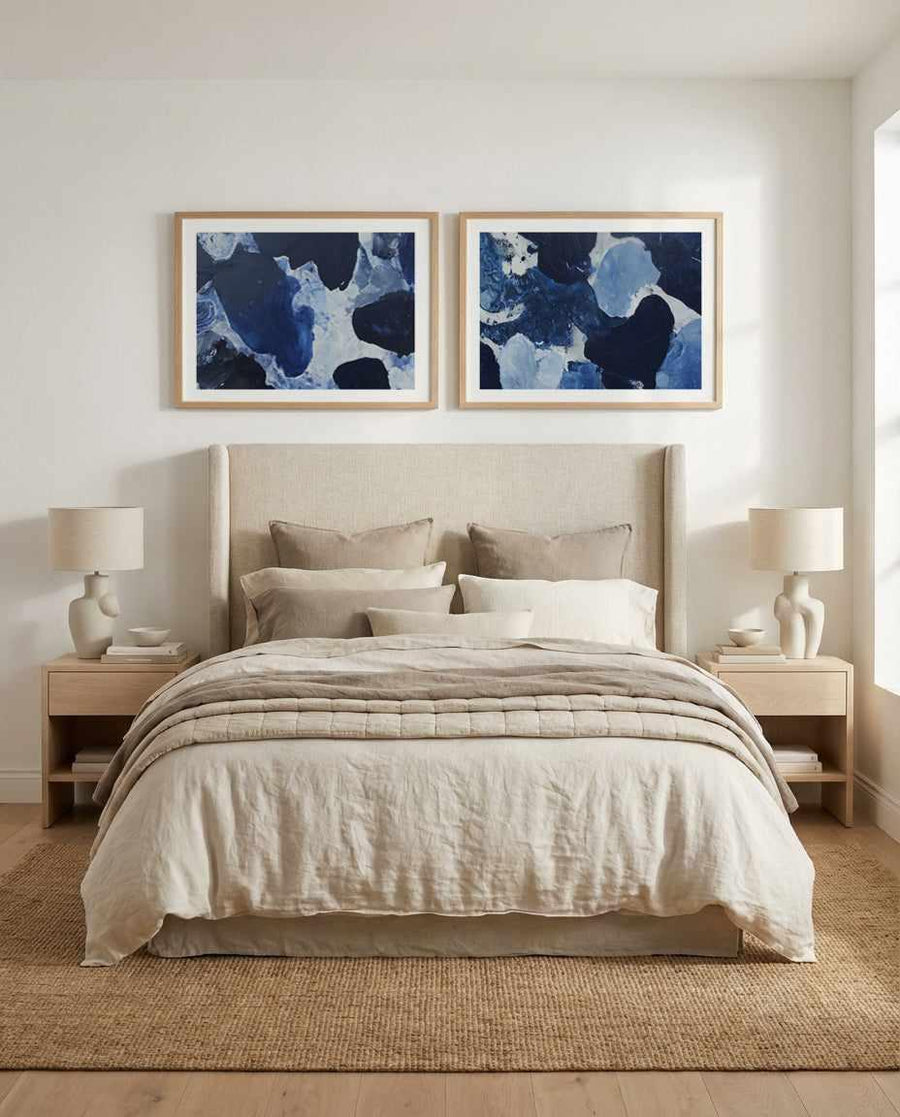 Midnight Current II | Art Print abstract art print oak frame with white border