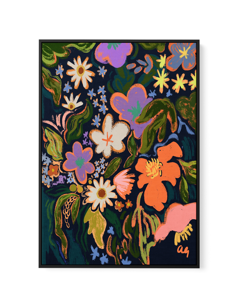 Midnight Garden by Arty Guava | Framed Canvas Art Print