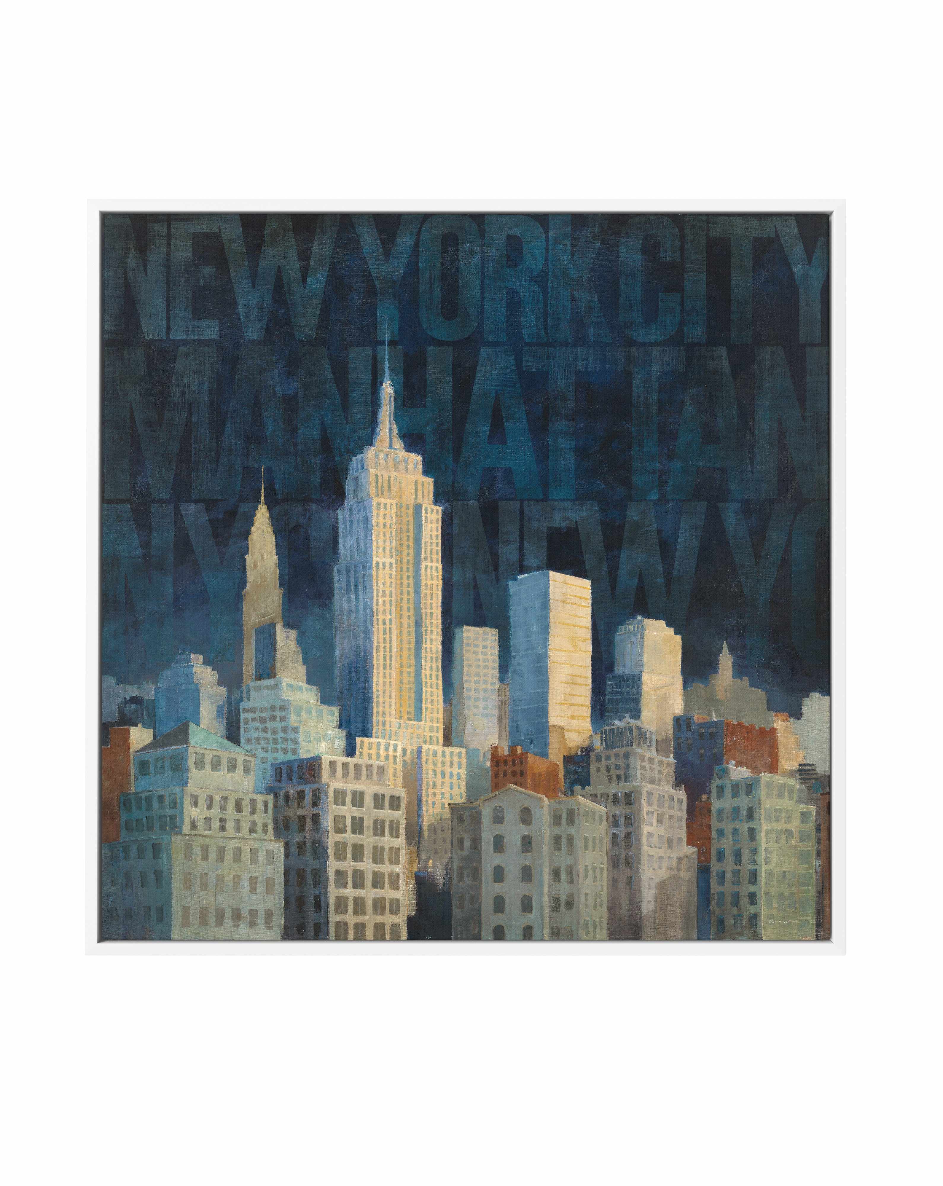 Midnight in Midtown Words | Framed Canvas Art Print