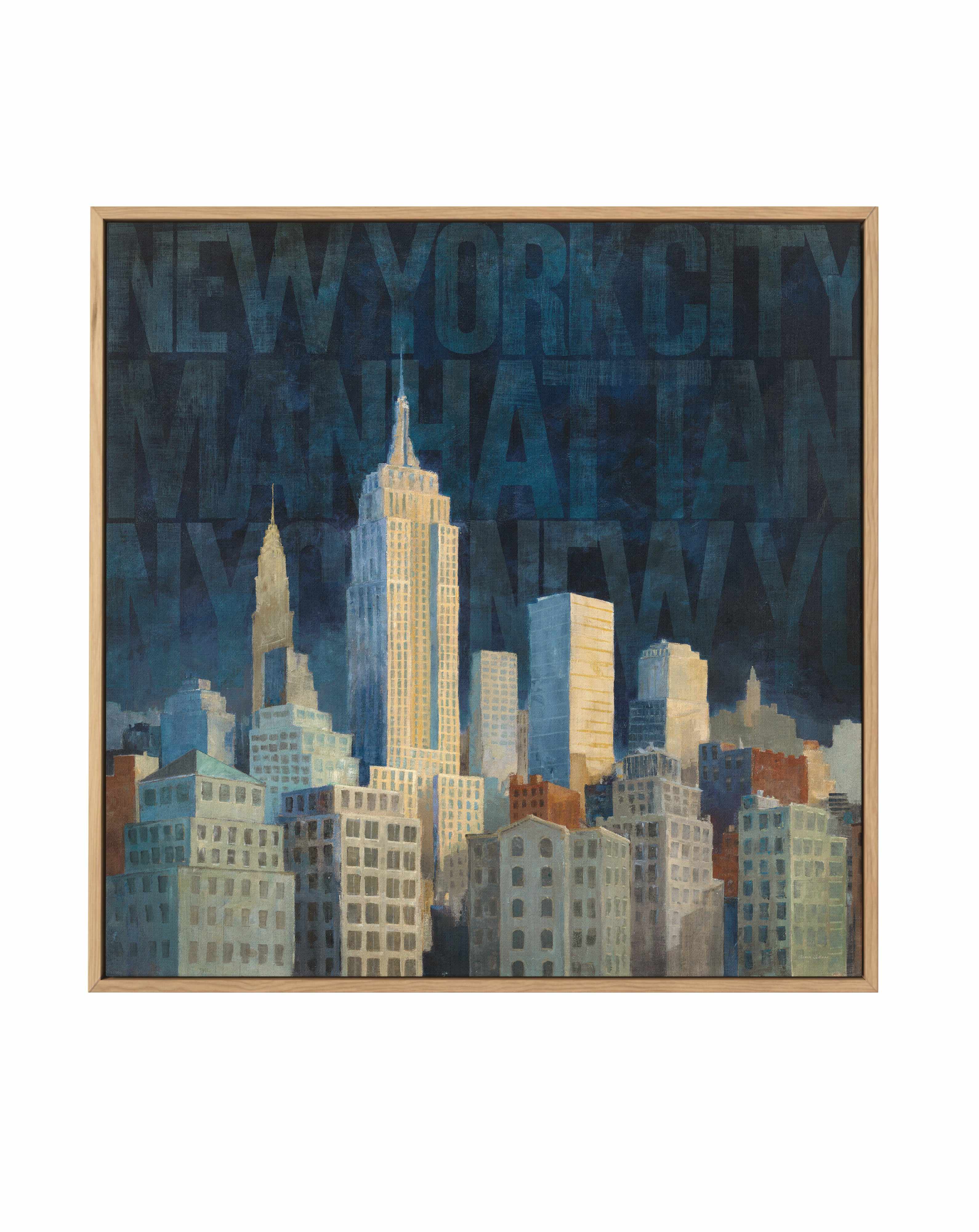 Midnight in Midtown Words | Framed Canvas Art Print