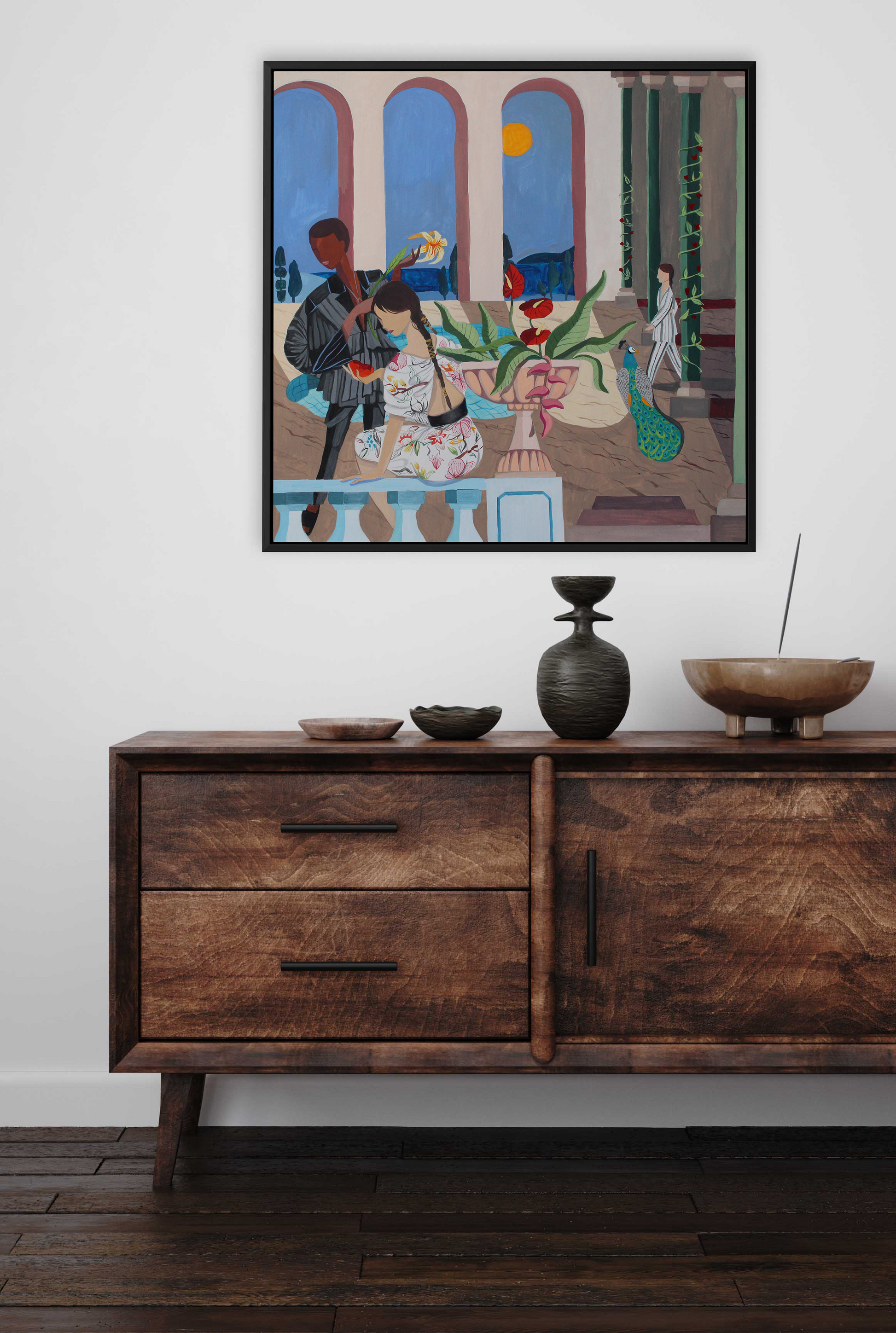 Midnight Rendenvous by Arty Guava | Framed Canvas Art Print from Olive et Oriel where you can shop wallpaper and artworks online