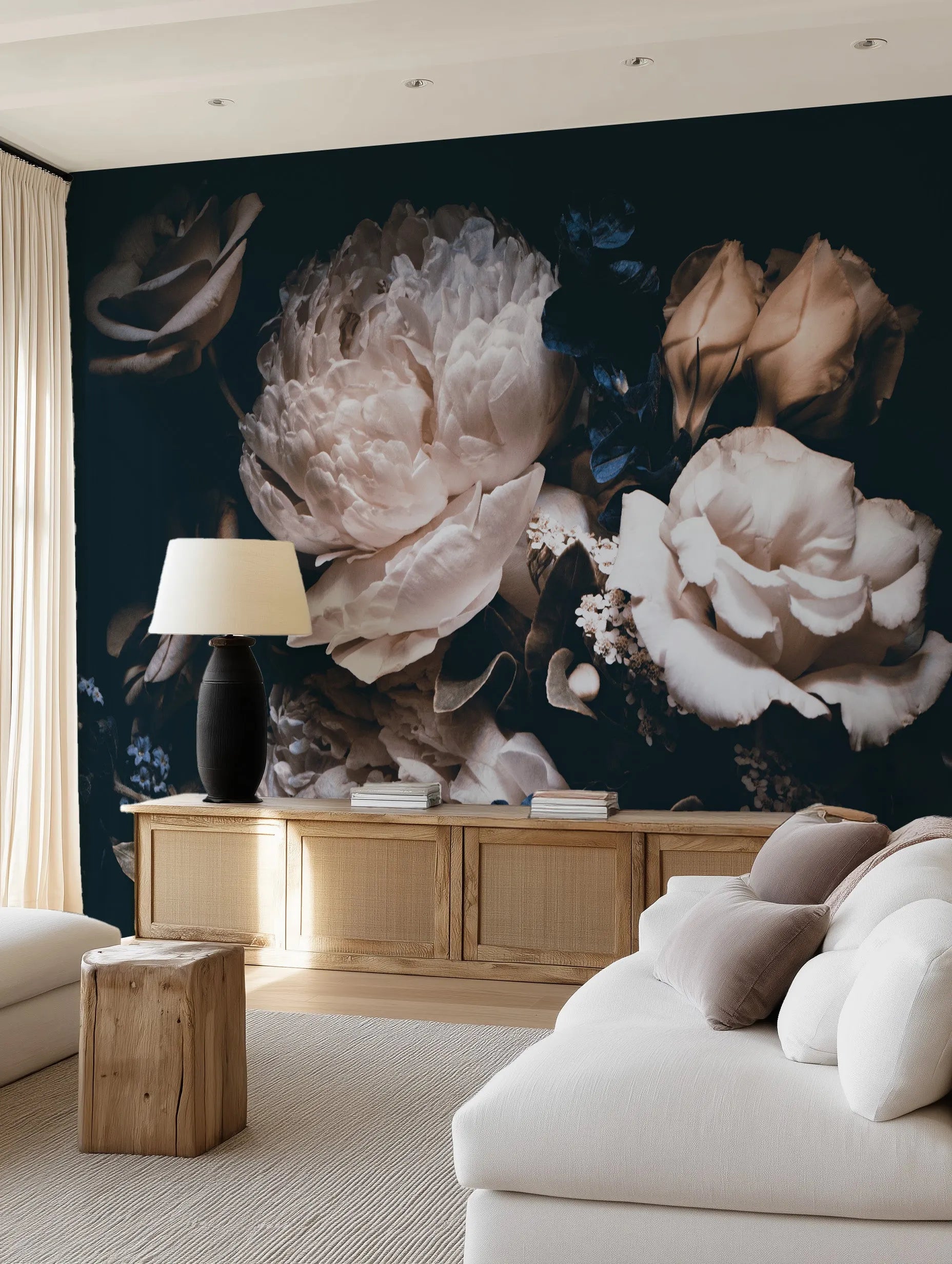 Midnight Botanica Wallpaper Mural from Olive et Oriel where you can shop wallpaper and artworks online