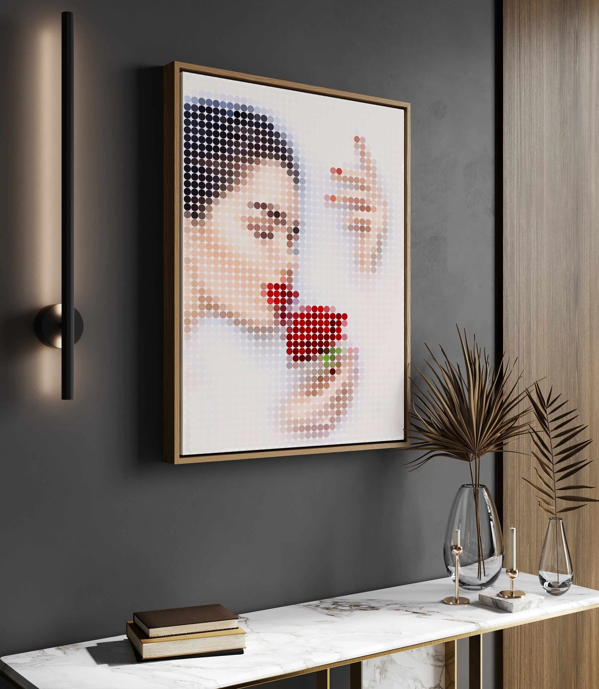 Milk Bath Dots I | Framed Canvas Art Print from Olive et Oriel where you can shop wallpaper and artworks online
