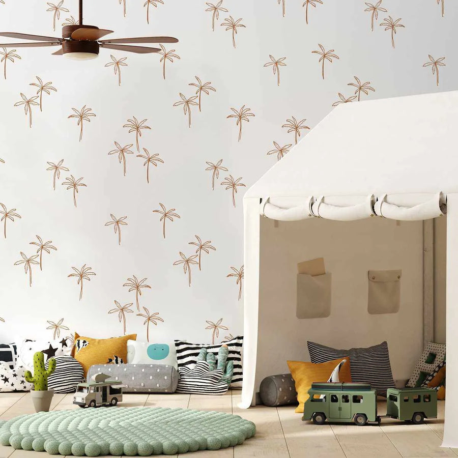 Mini Palm Paradise Bronzed Wallpaper-Wallpaper-Buy Kids Removable Wallpaper Online Our Custom Made Children√¢‚Ç¨‚Ñ¢s Wallpapers Are A Fun Way To Decorate And Enhance Boys Bedroom Decor And Girls Bedrooms They Are An Amazing Addition To Your Kids Bedroom Walls Our Collection of Kids Wallpaper Is Sure To Transform Your Kids Rooms Interior Style From Pink Wallpaper To Dinosaur Wallpaper Even Marble Wallpapers For Teen Boys Shop Peel And Stick Wallpaper Online Today With Olive et Oriel