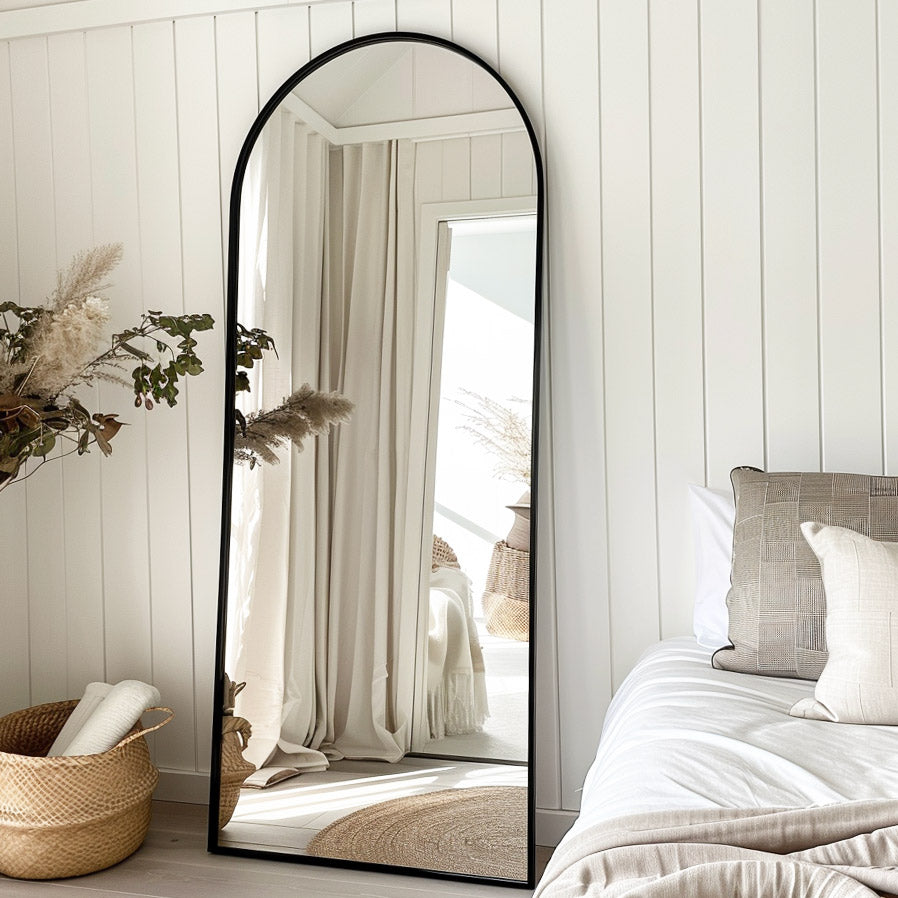 Soho Full Length Arch Mirror in Black from Olive et Oriel where you can shop wallpaper and artworks online
