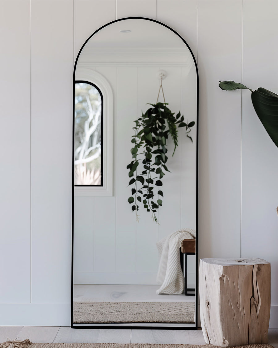 Soho Full Length Arch Mirror in Black from Olive et Oriel where you can shop wallpaper and artworks online