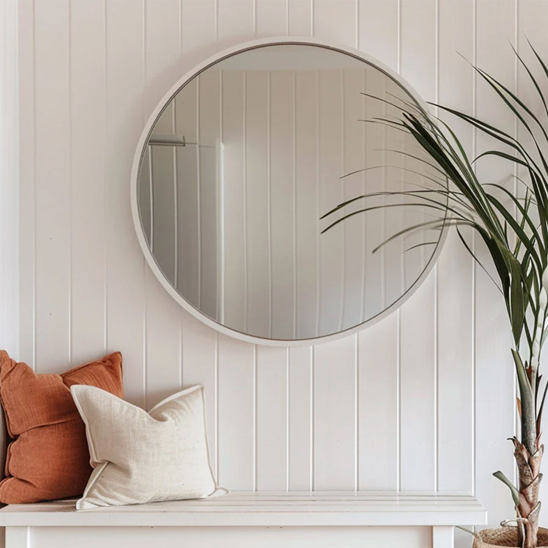 Solid oak round mirrors online, ideal for designer home decorating and renovations. Order your mirror online today.