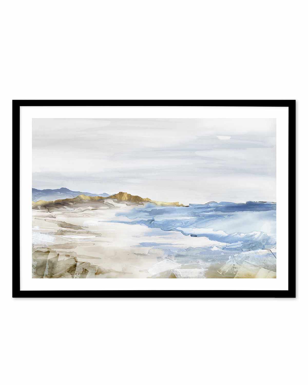 Misty Blue Beach Art Print