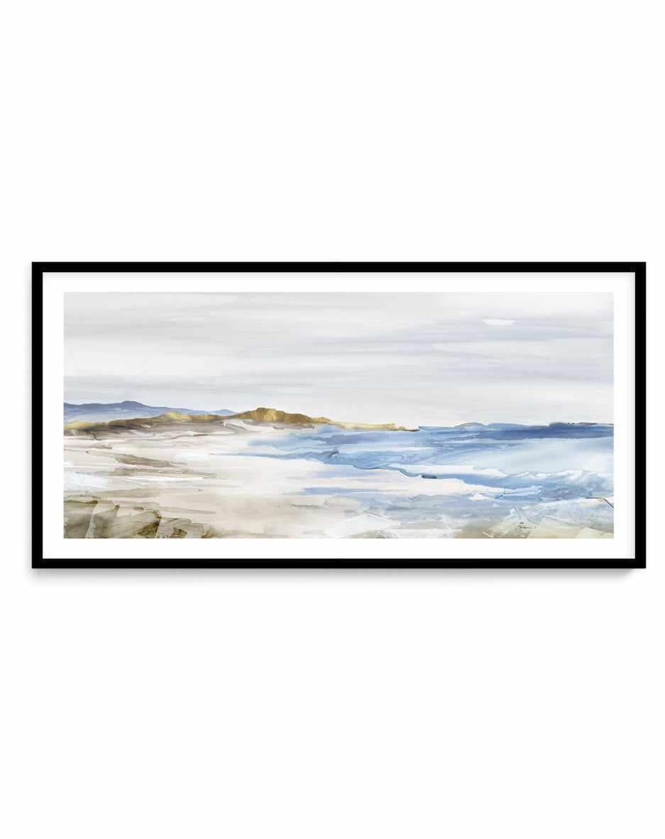 Misty Blue Beach | Panoramic Art Print from Olive et Oriel where you can shop wallpaper and artworks online