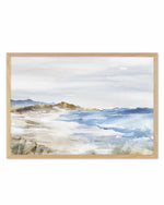 Misty Blue Beach Art Print