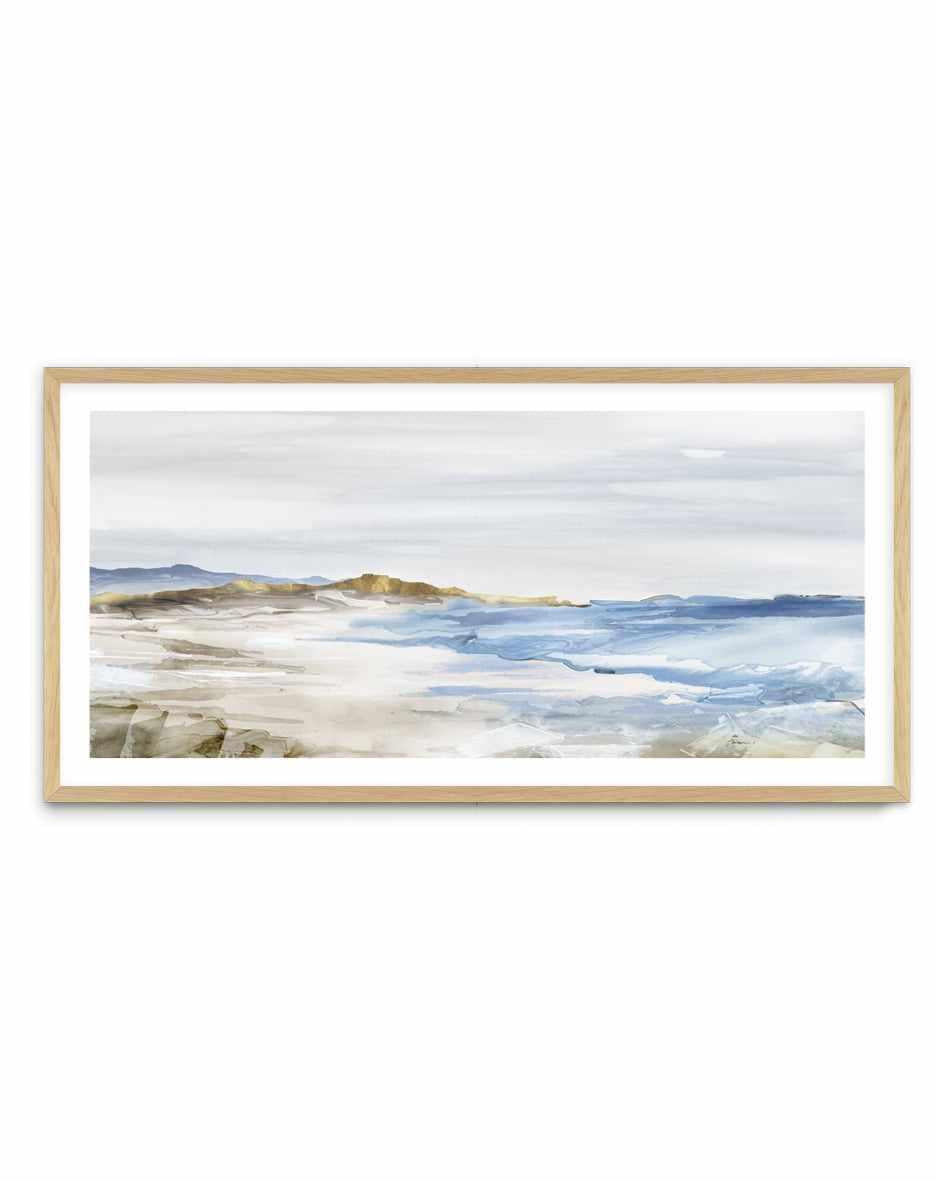 Misty Blue Beach | Panoramic Art Print from Olive et Oriel where you can shop wallpaper and artworks online