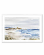 Misty Blue Beach Art Print