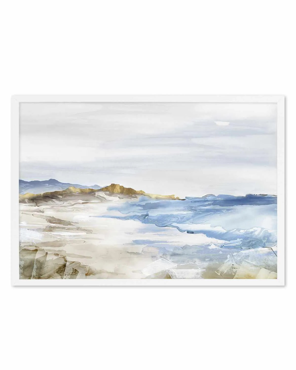Misty Blue Beach Art Print from Olive et Oriel where you can shop wallpaper and artworks online