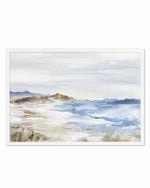 Misty Blue Beach Art Print