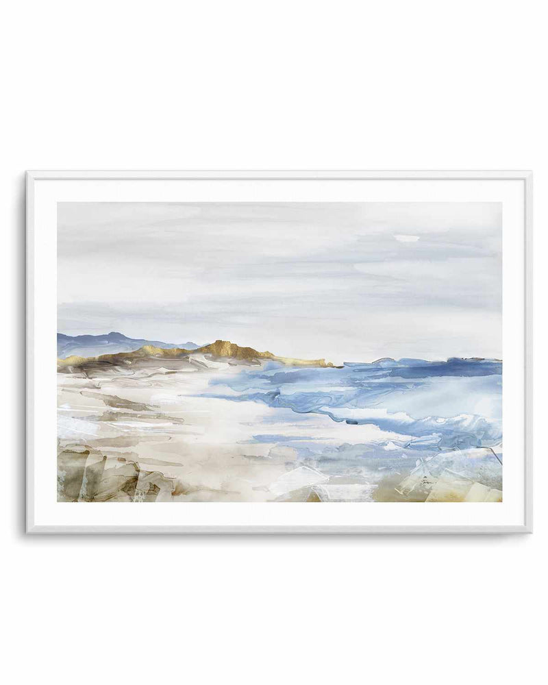 Misty Blue Beach Art Print