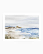 Misty Blue Beach Art Print