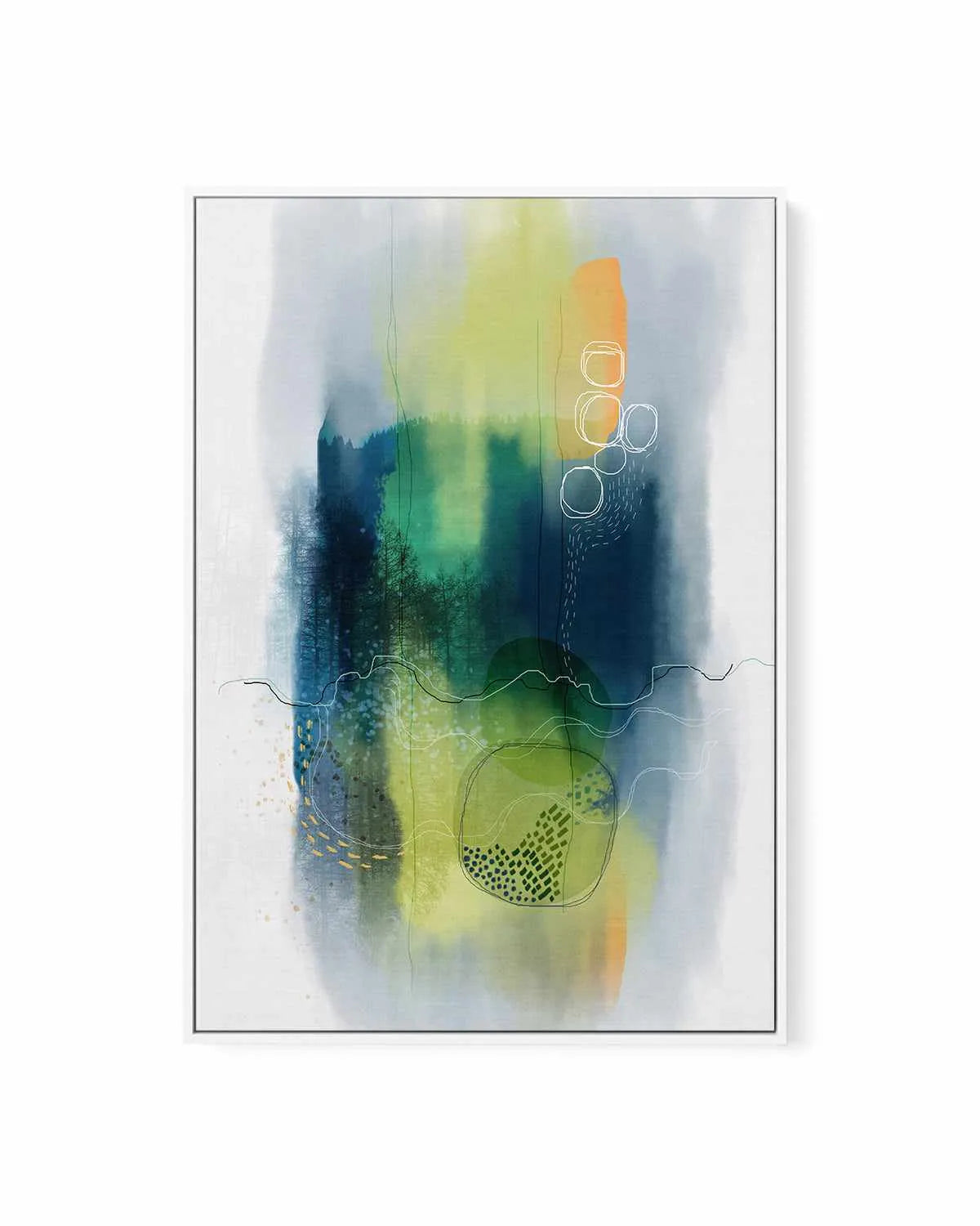 Misty Mountain Lake by Ishita Banerjee | Framed Canvas Art Print from Olive et Oriel where you can shop wallpaper and artworks online