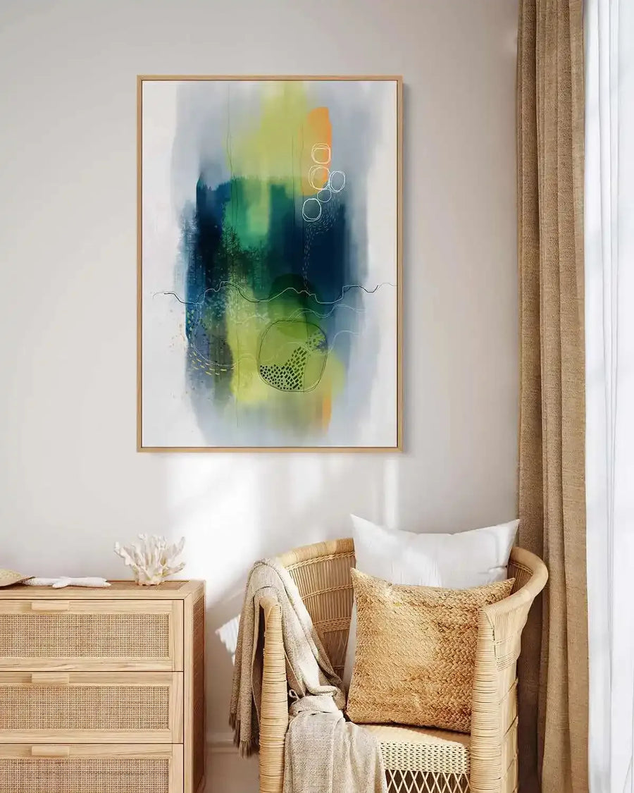 Misty Mountain Lake by Ishita Banerjee | Framed Canvas Art Print from Olive et Oriel where you can shop wallpaper and artworks online