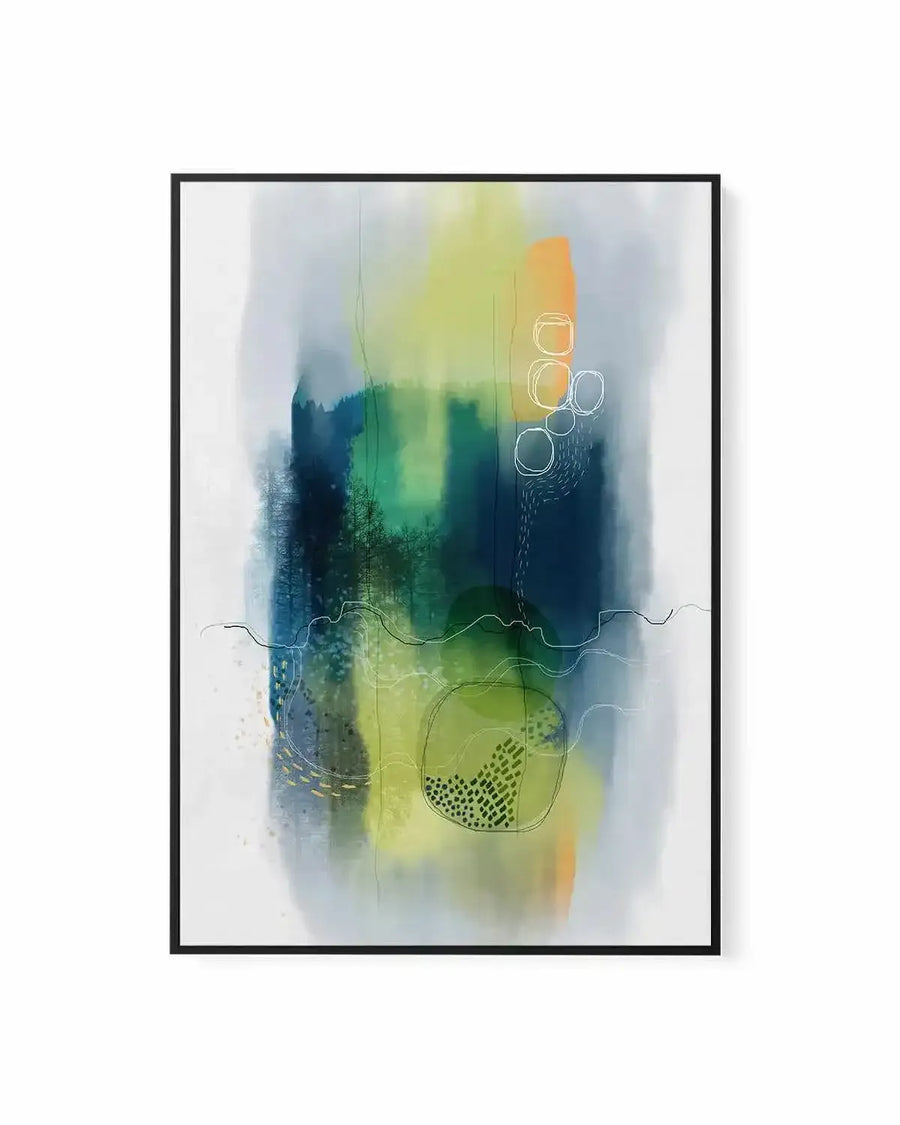 Misty Mountain Lake by Ishita Banerjee | Framed Canvas Art Print from Olive et Oriel where you can shop wallpaper and artworks online