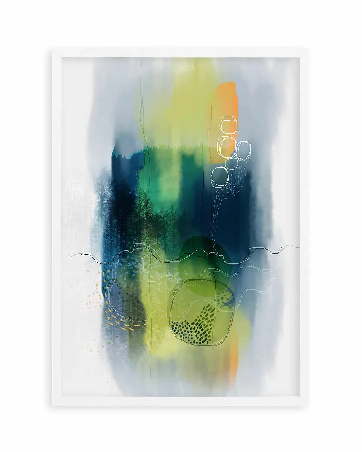 Misty Mountain Lake by Ishita Banerjee Art Print from Olive et Oriel where you can shop wallpaper and artworks online