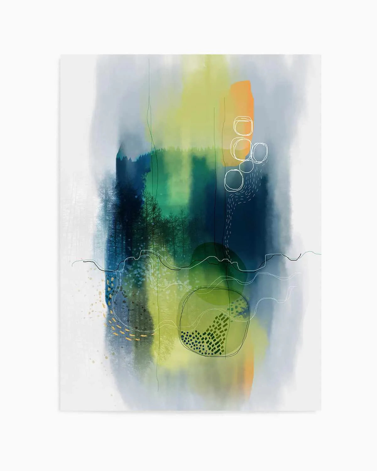 Misty Mountain Lake by Ishita Banerjee Art Print from Olive et Oriel where you can shop wallpaper and artworks online