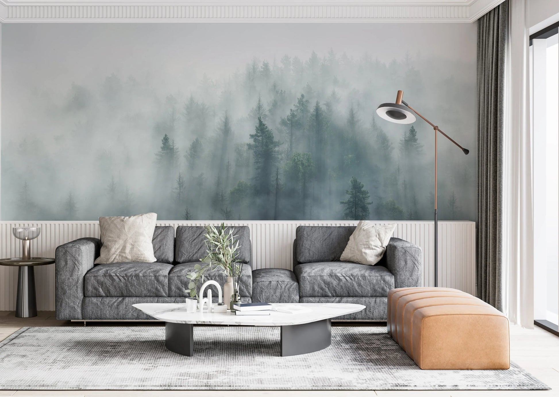 Misty Forest Photo Mural Wallpaper from Olive et Oriel where you can shop wallpaper and artworks online