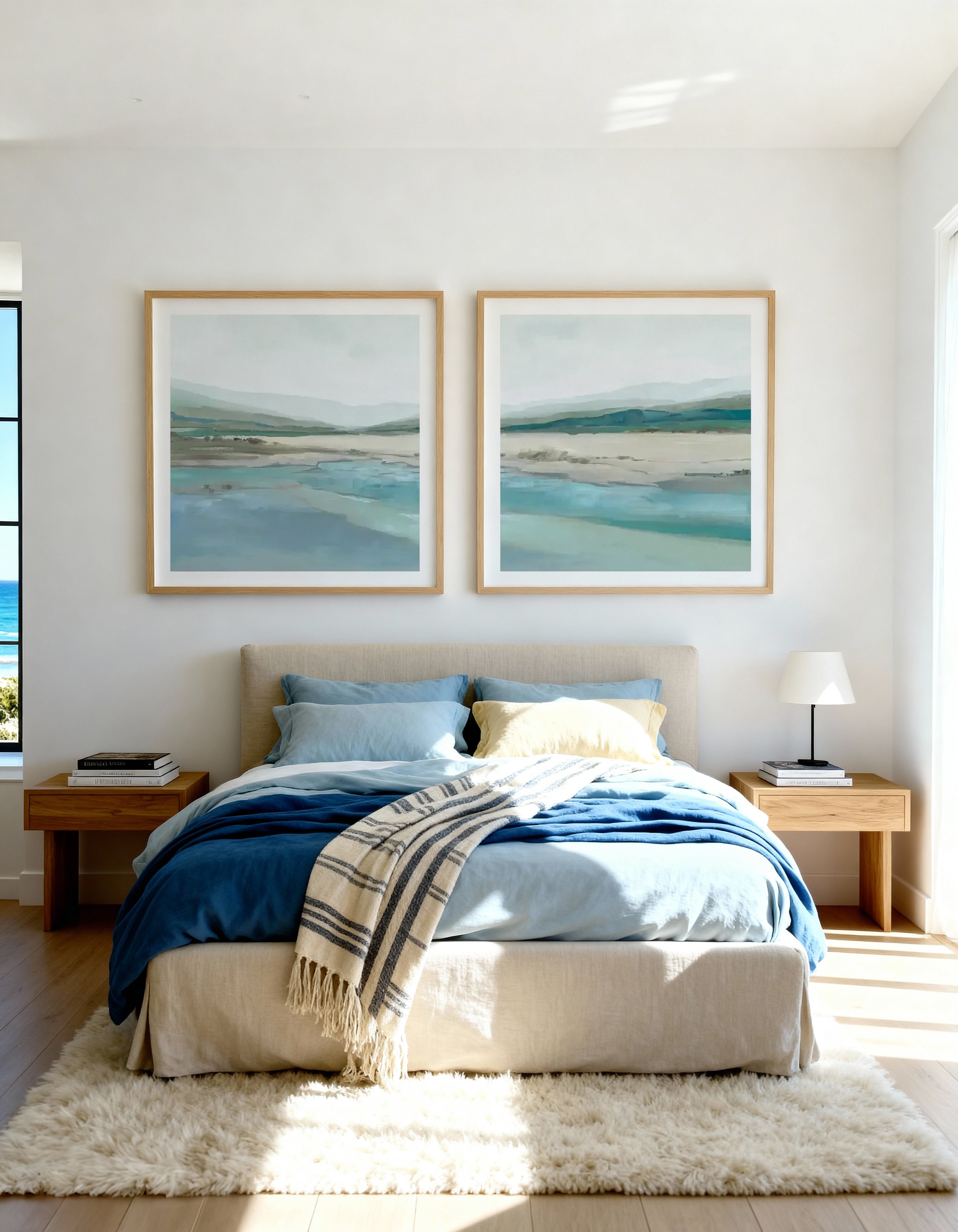 Misty Mornings SQ Left & Right Art Print Set of 2 | Matching Wall Art
