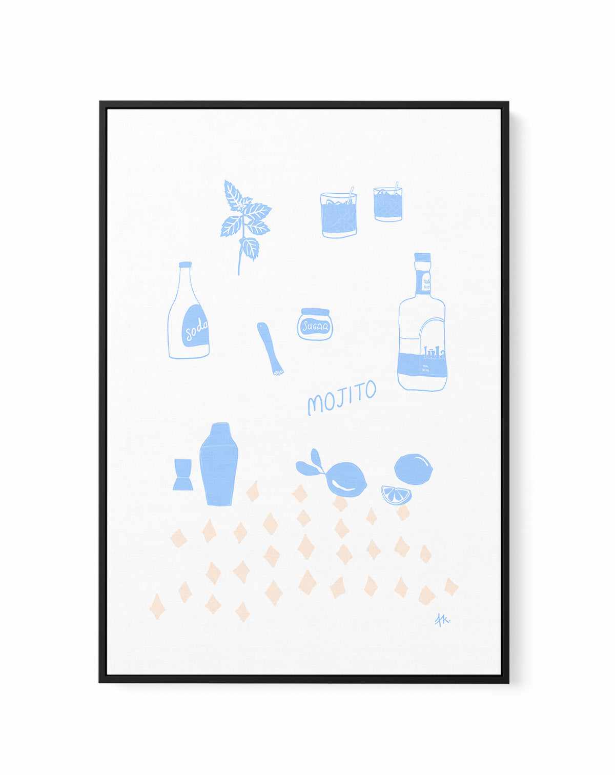 Mojito Blue Pink by Anne Korako | Framed Canvas Art Print from Olive et Oriel where you can shop wallpaper and artworks online