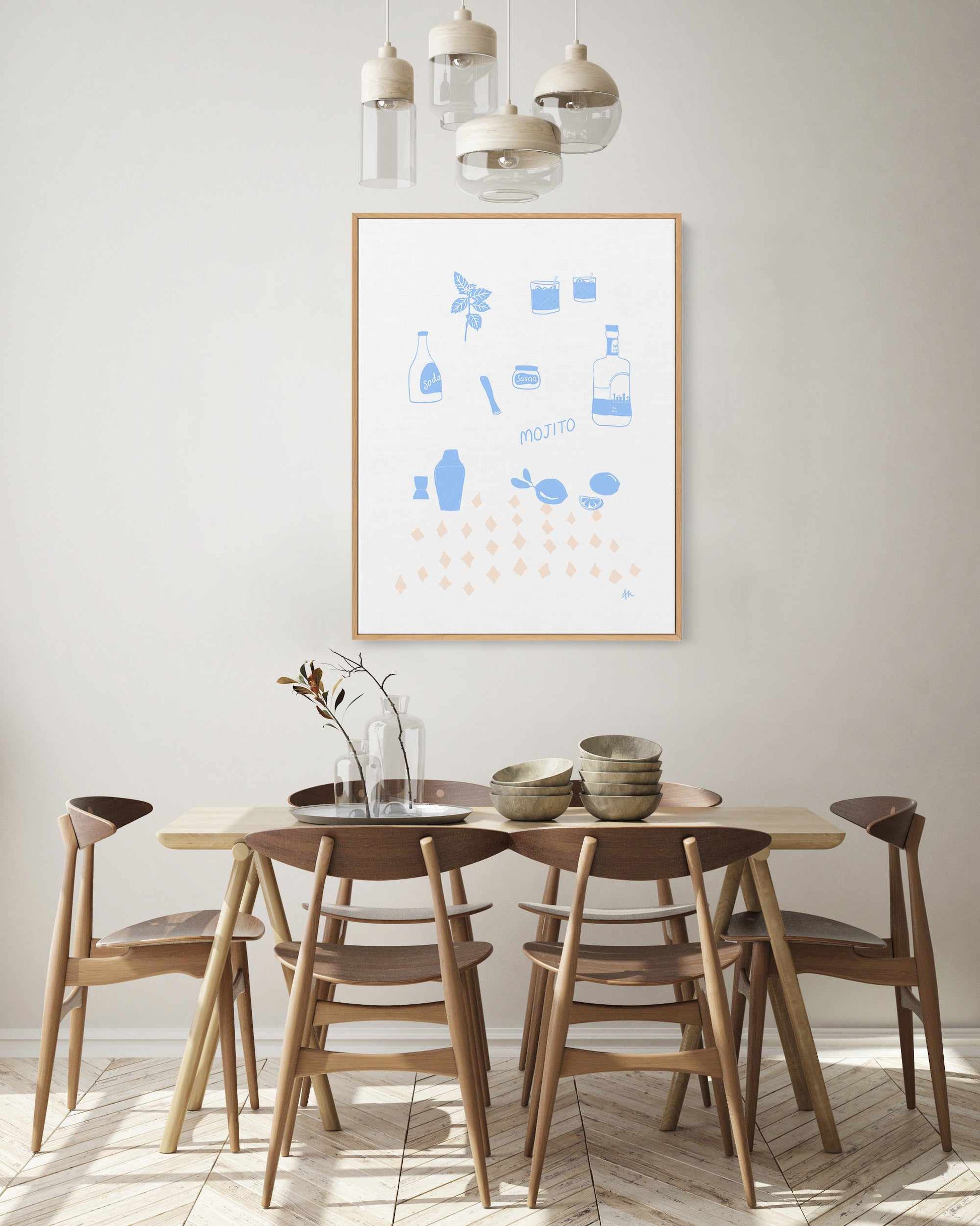 Mojito Blue Pink by Anne Korako | Framed Canvas Art Print from Olive et Oriel where you can shop wallpaper and artworks online