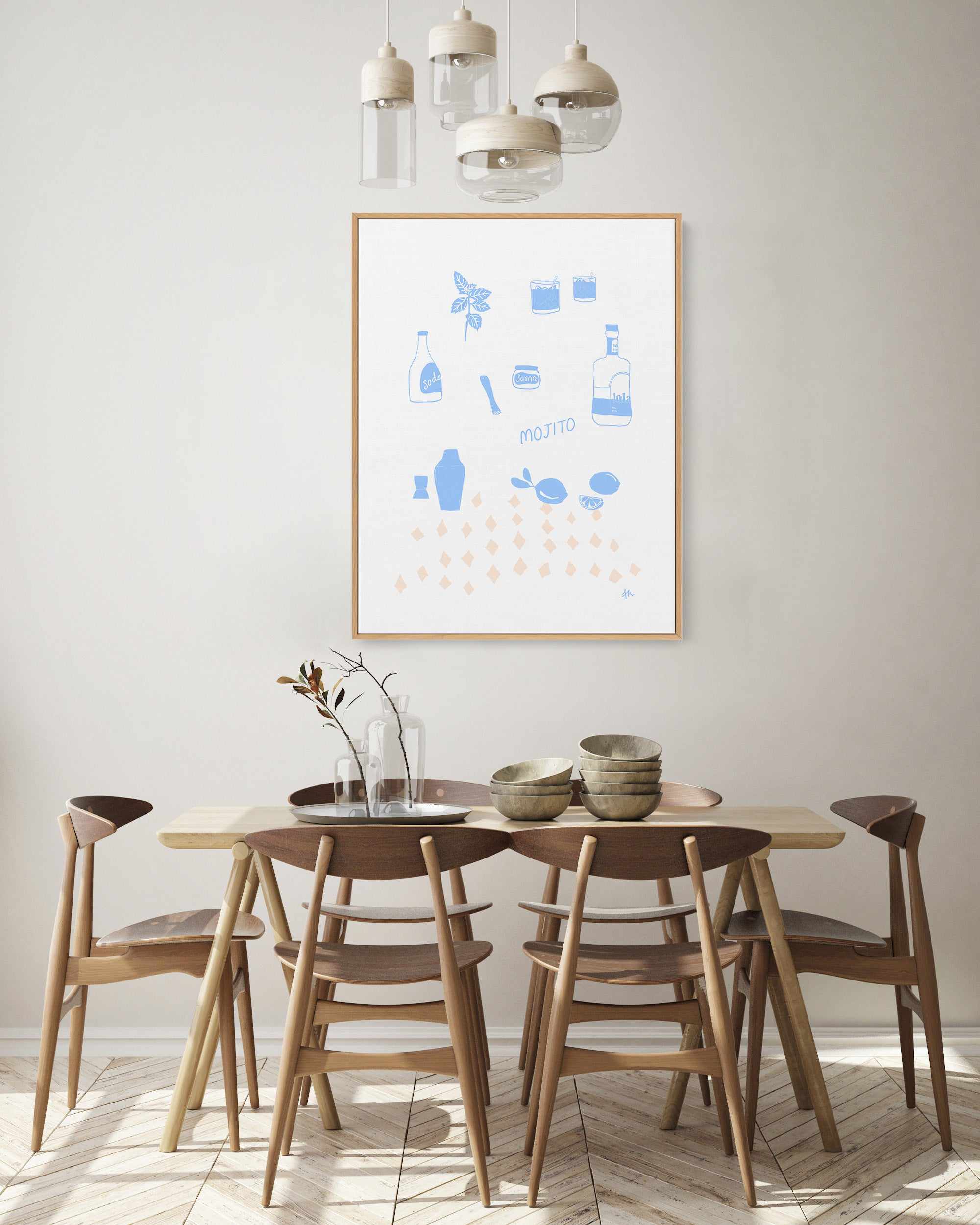 Mojito Blue Pink by Anne Korako | Framed Canvas Art Print from Olive et Oriel where you can shop wallpaper and artworks online