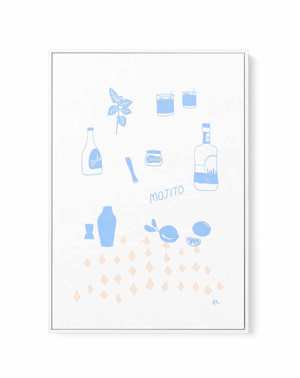 Mojito Blue Pink by Anne Korako | Framed Canvas Art Print from Olive et Oriel where you can shop wallpaper and artworks online