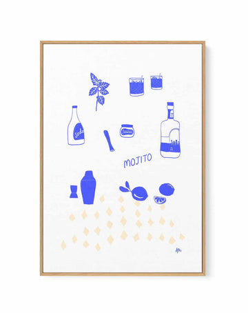 Mojito Deep Blue Beige by Anne Korako | Framed Canvas Art Print from Olive et Oriel where you can shop wallpaper and artworks online