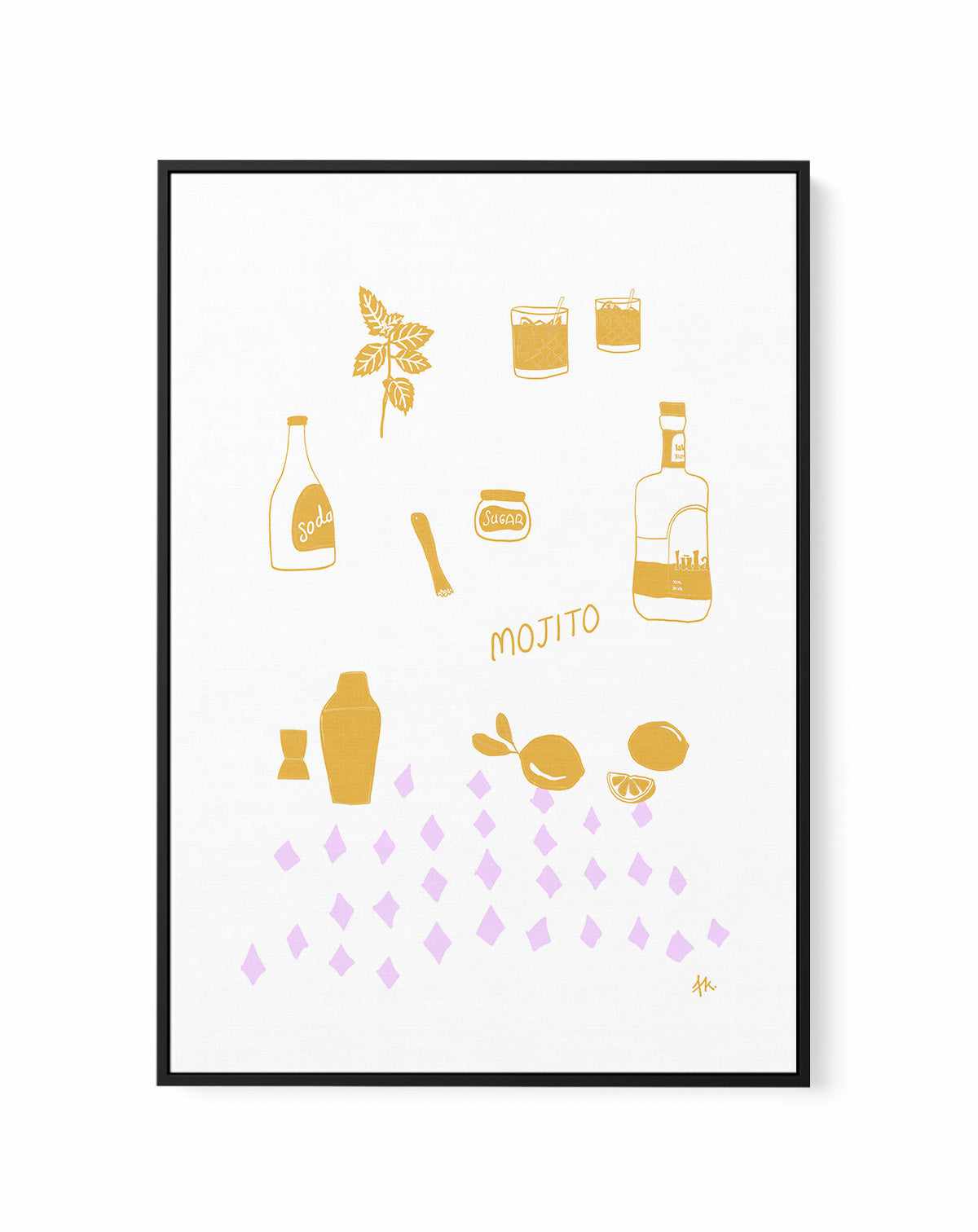 Mojito Golden Purple by Anne Korako | Framed Canvas Art Print