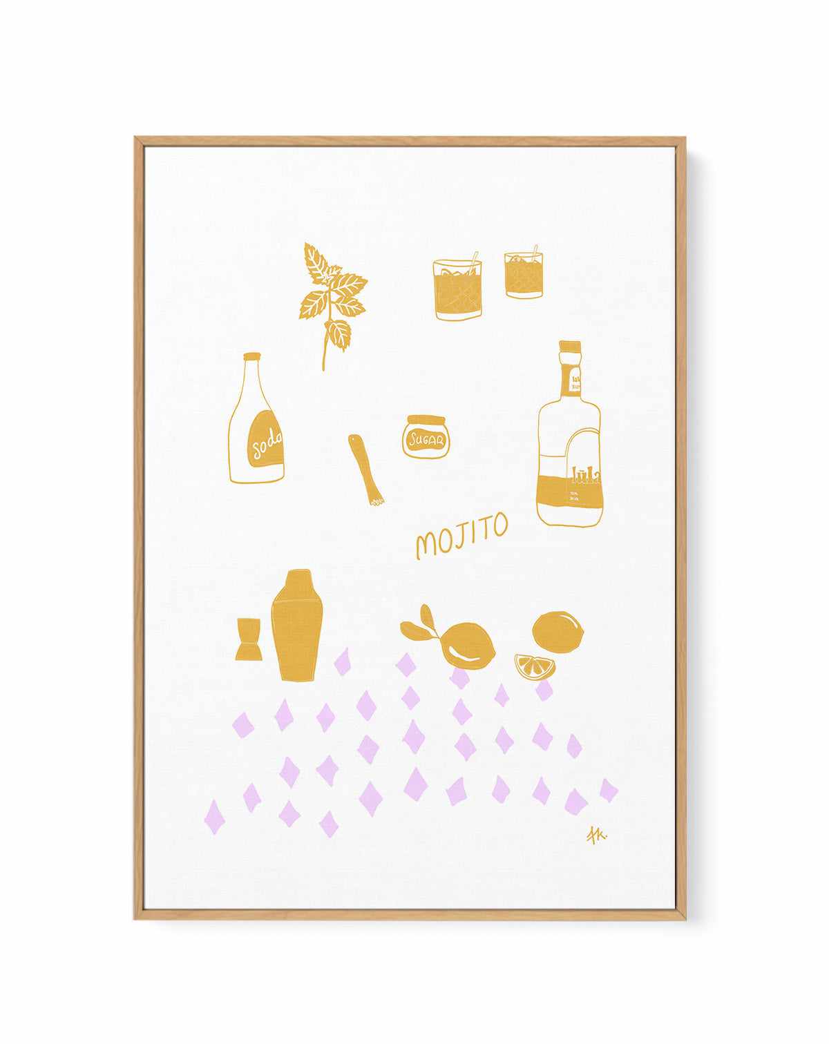 Mojito Golden Purple by Anne Korako | Framed Canvas Art Print