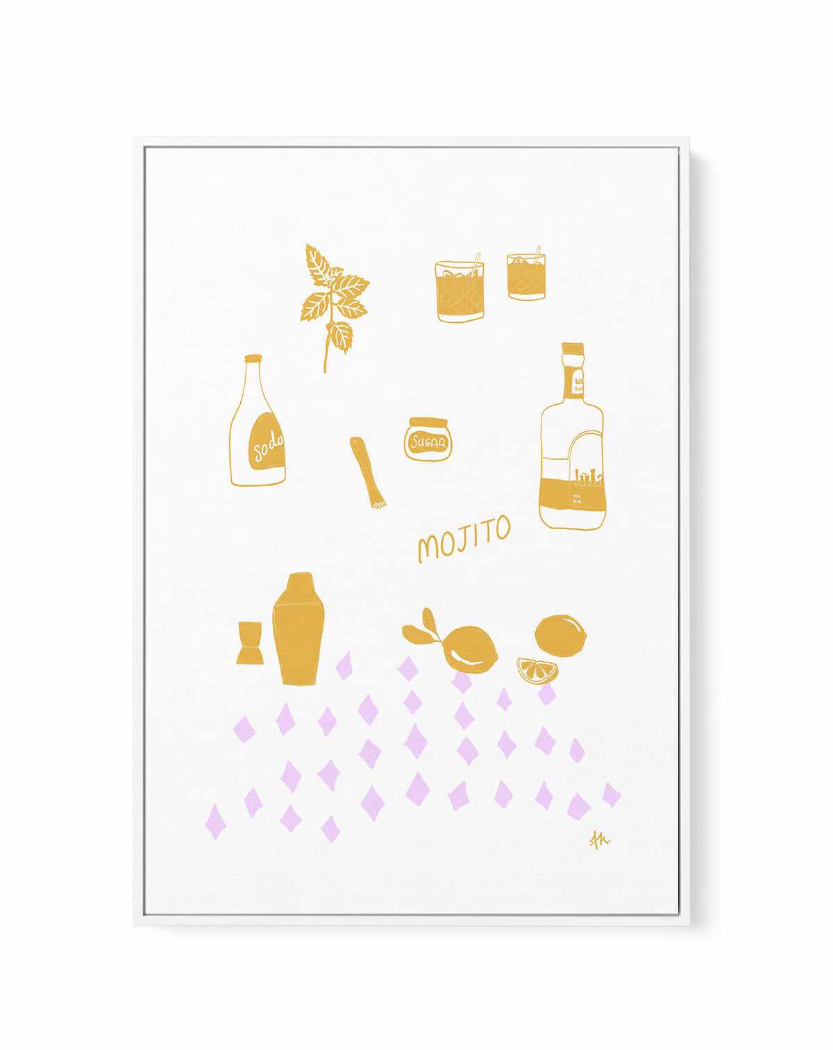 Mojito Golden Purple by Anne Korako | Framed Canvas Art Print