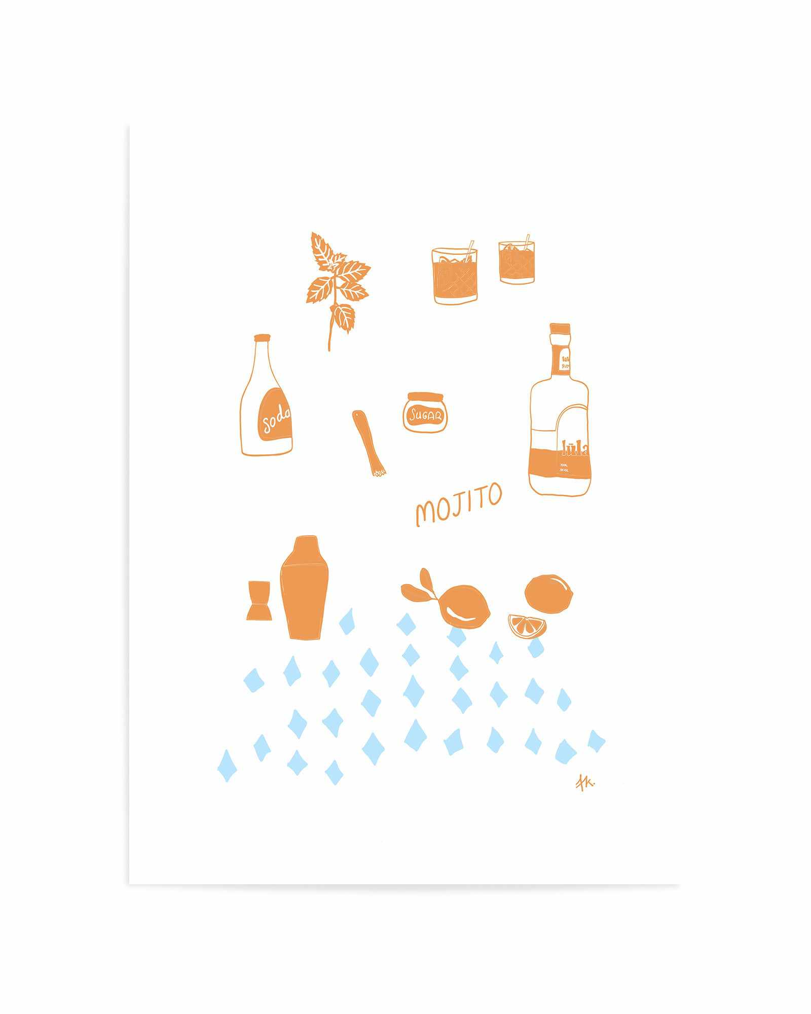 Mojito Tan Baby Blue by Anne Korako | Art Print from Olive et Oriel where you can shop wallpaper and artworks online