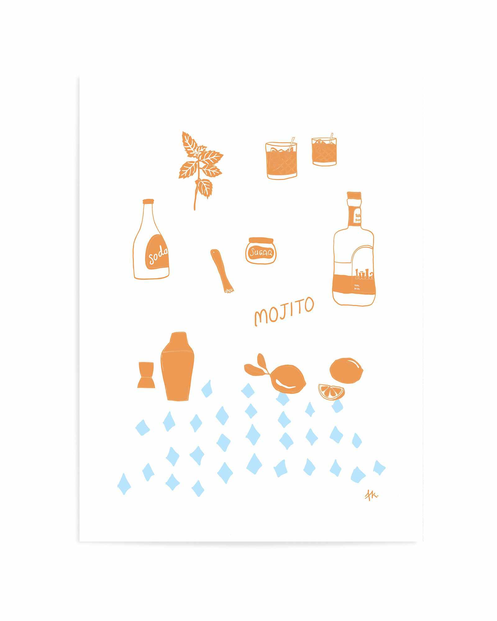 Mojito Tan Baby Blue by Anne Korako | Art Print from Olive et Oriel where you can shop wallpaper and artworks online