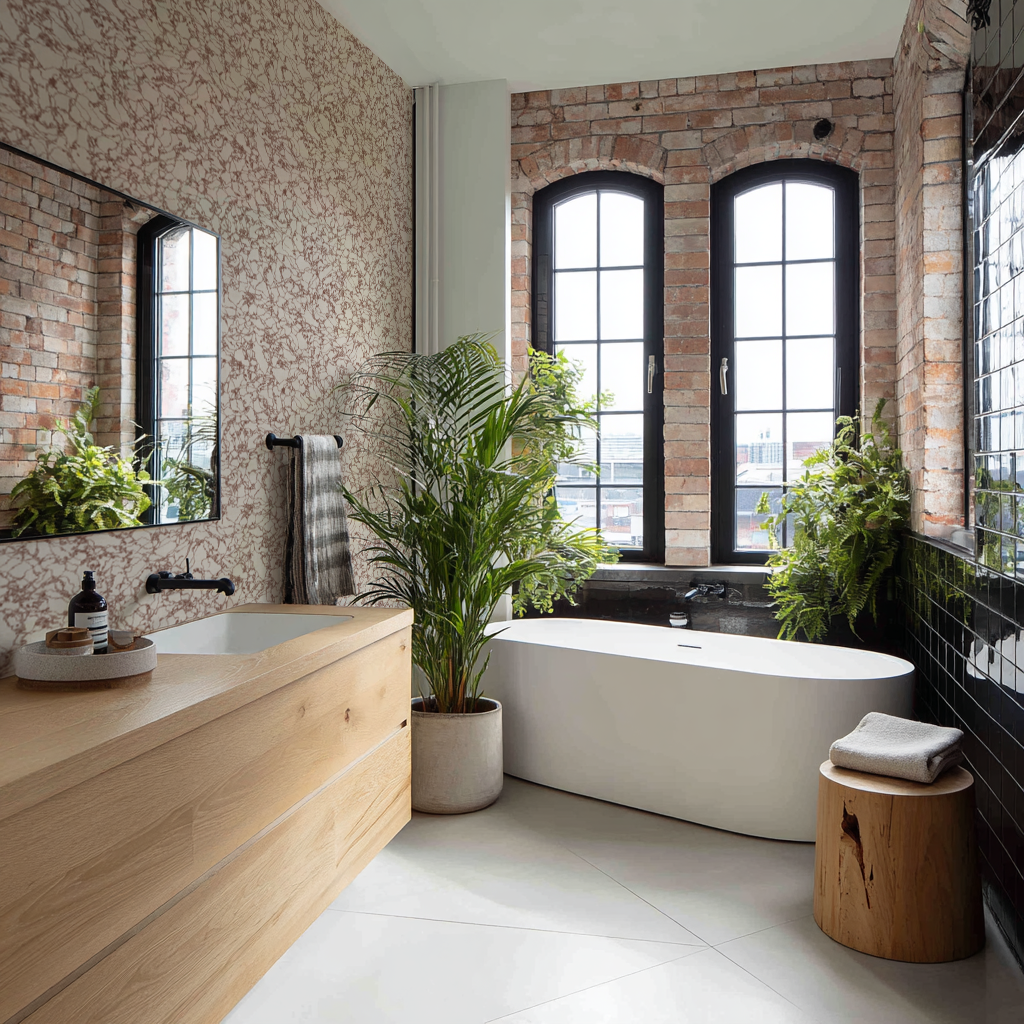 Molton Wallpaper — styled in a contemporary Australian bathroom