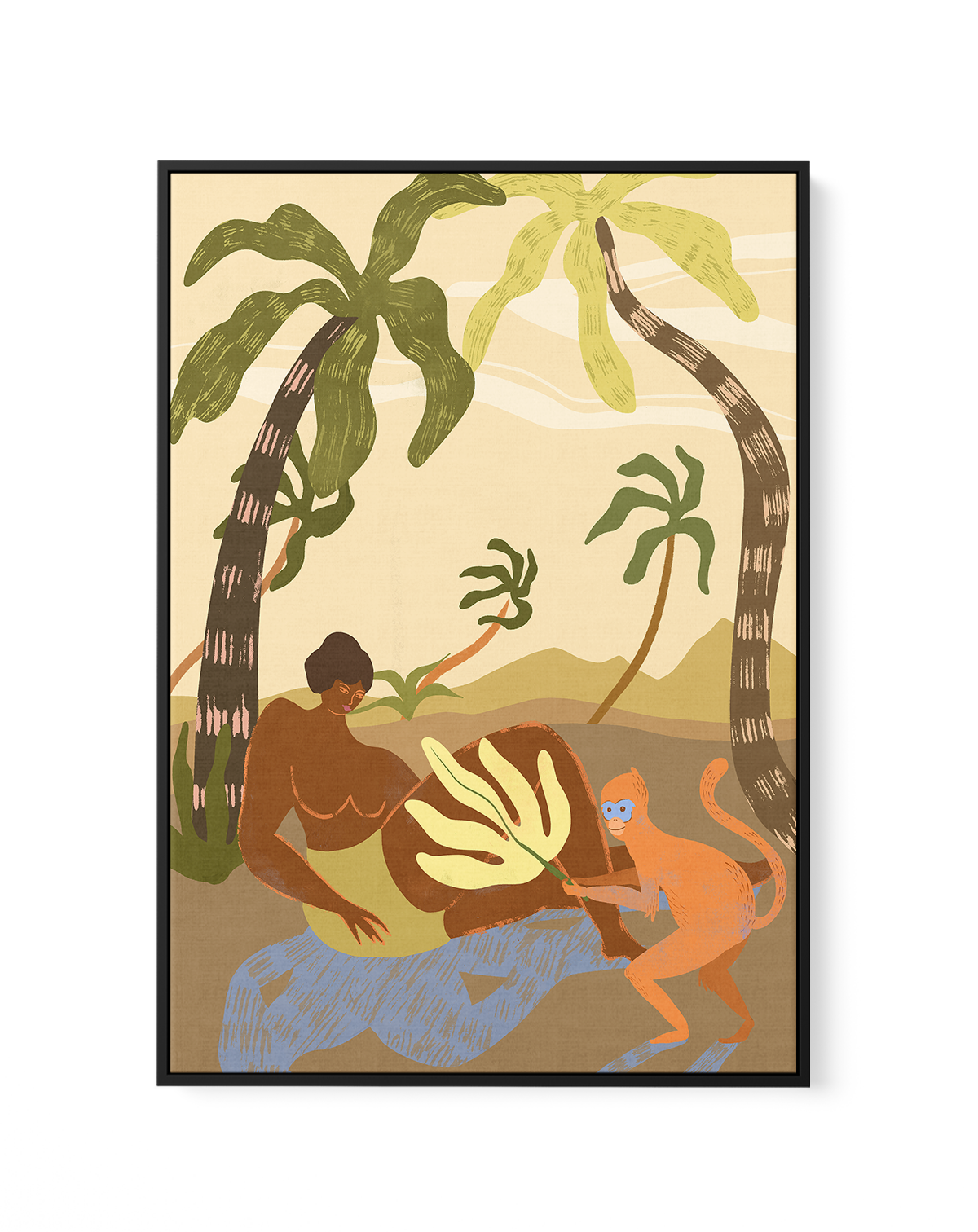 Monkey Around by Arty Guava | Framed Canvas Art Print from Olive et Oriel where you can shop wallpaper and artworks online
