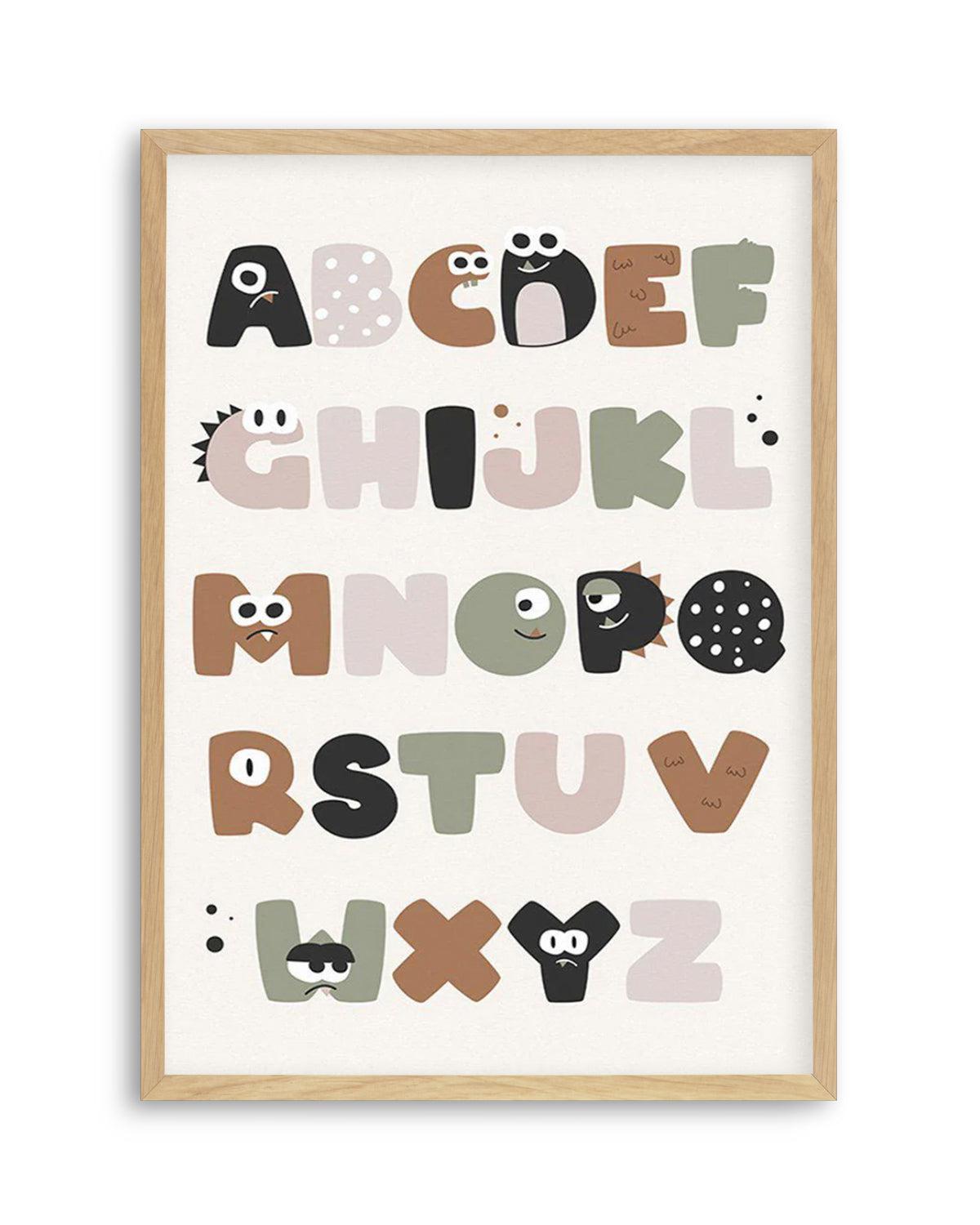 Monster Alphabet | Beige Art Print