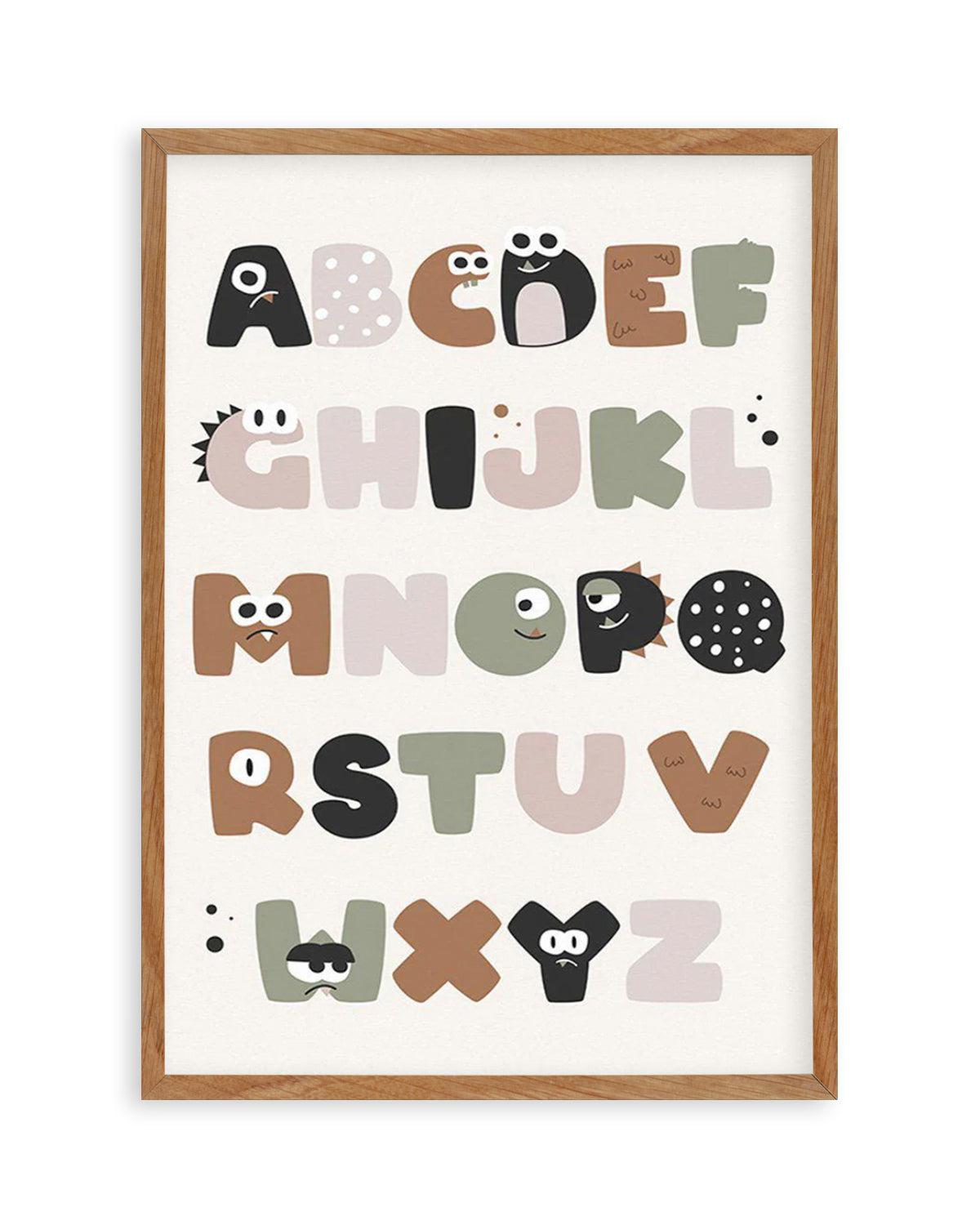 Monster Alphabet | Beige Art Print